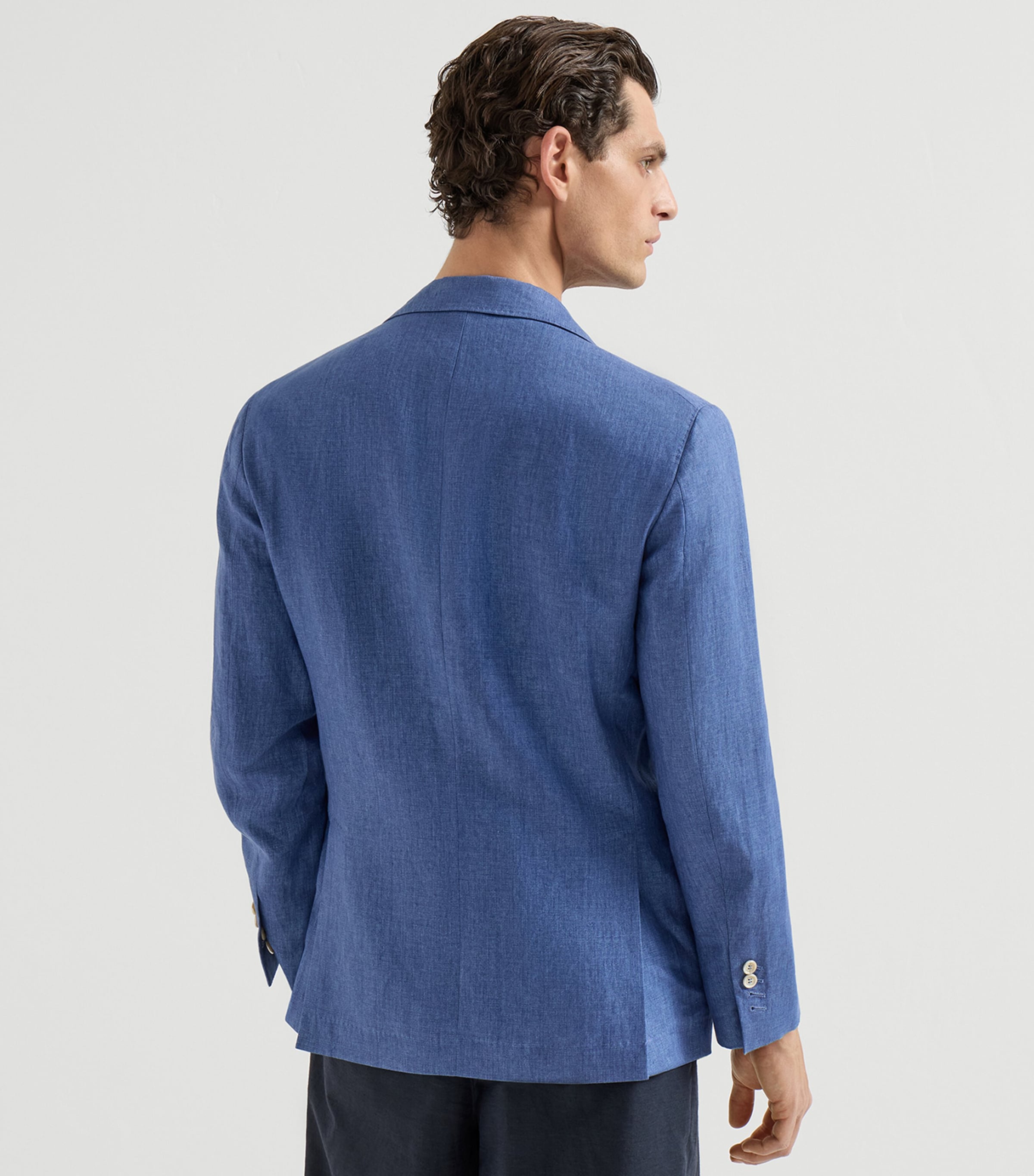 Brunello Cucinelli Mens Linen Single-Breasted Blazer Image 5