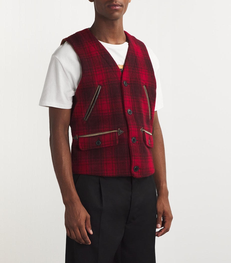 Wool Check Gilet RED Image 7