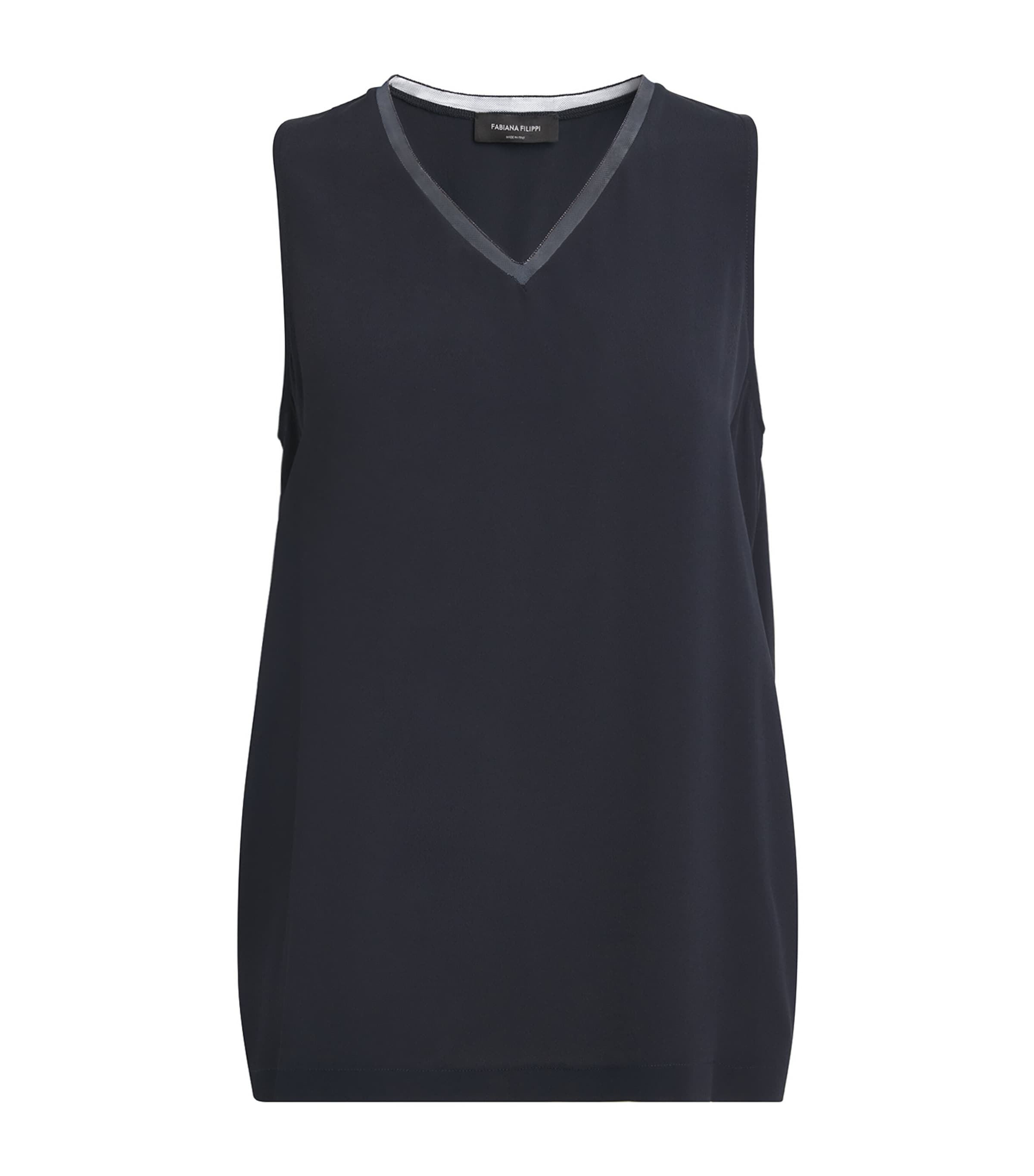 Fabiana Filippi Womens Embellished Crepe Tank Top Blu Notte Image 1