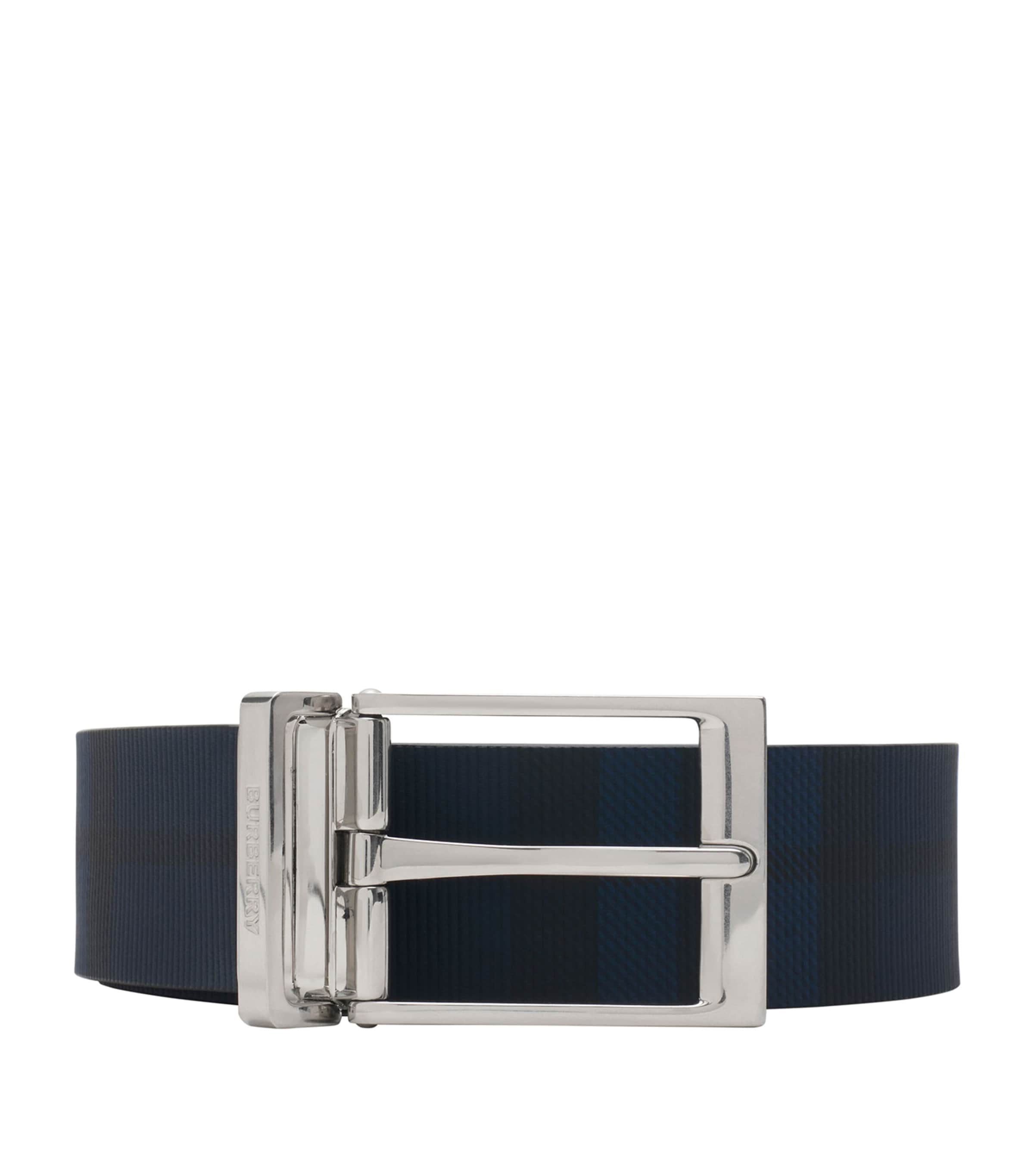 Leather Check Reversible Belt NAVY CHECK Image 1