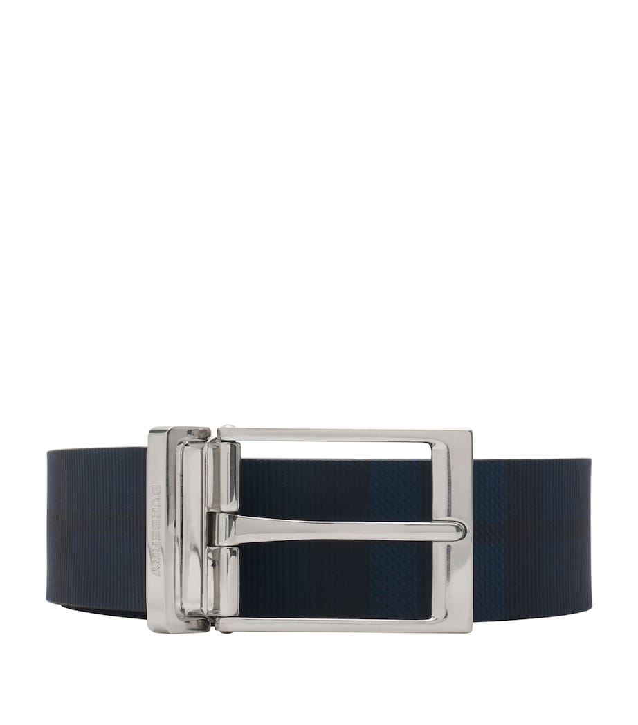 Leather Check Reversible Belt NAVY CHECK Image 1