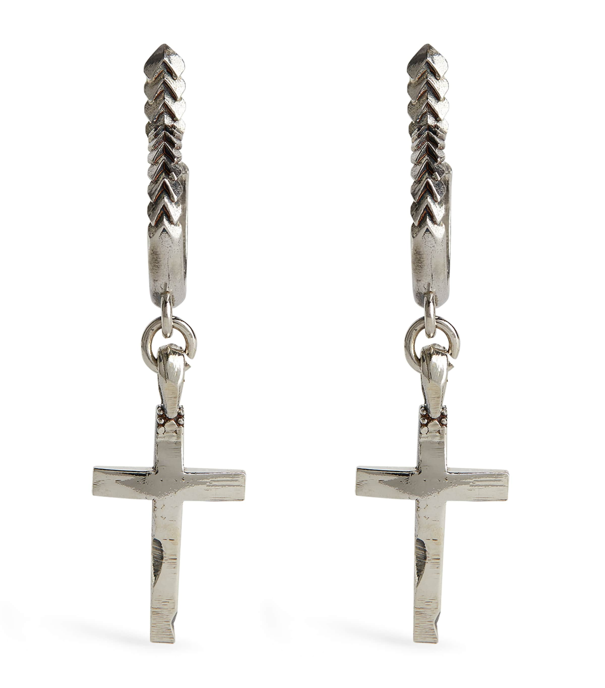 Emanuele Bicocchi Silver Cross Single Drop Earring In Metallic