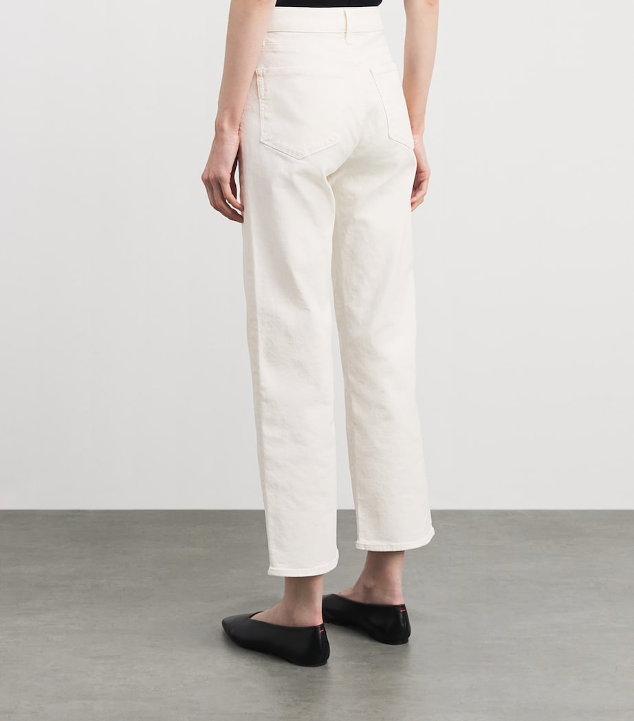 PAIGE Womens Stevie Straight Ankle Jeans Cream Cloud Image 5