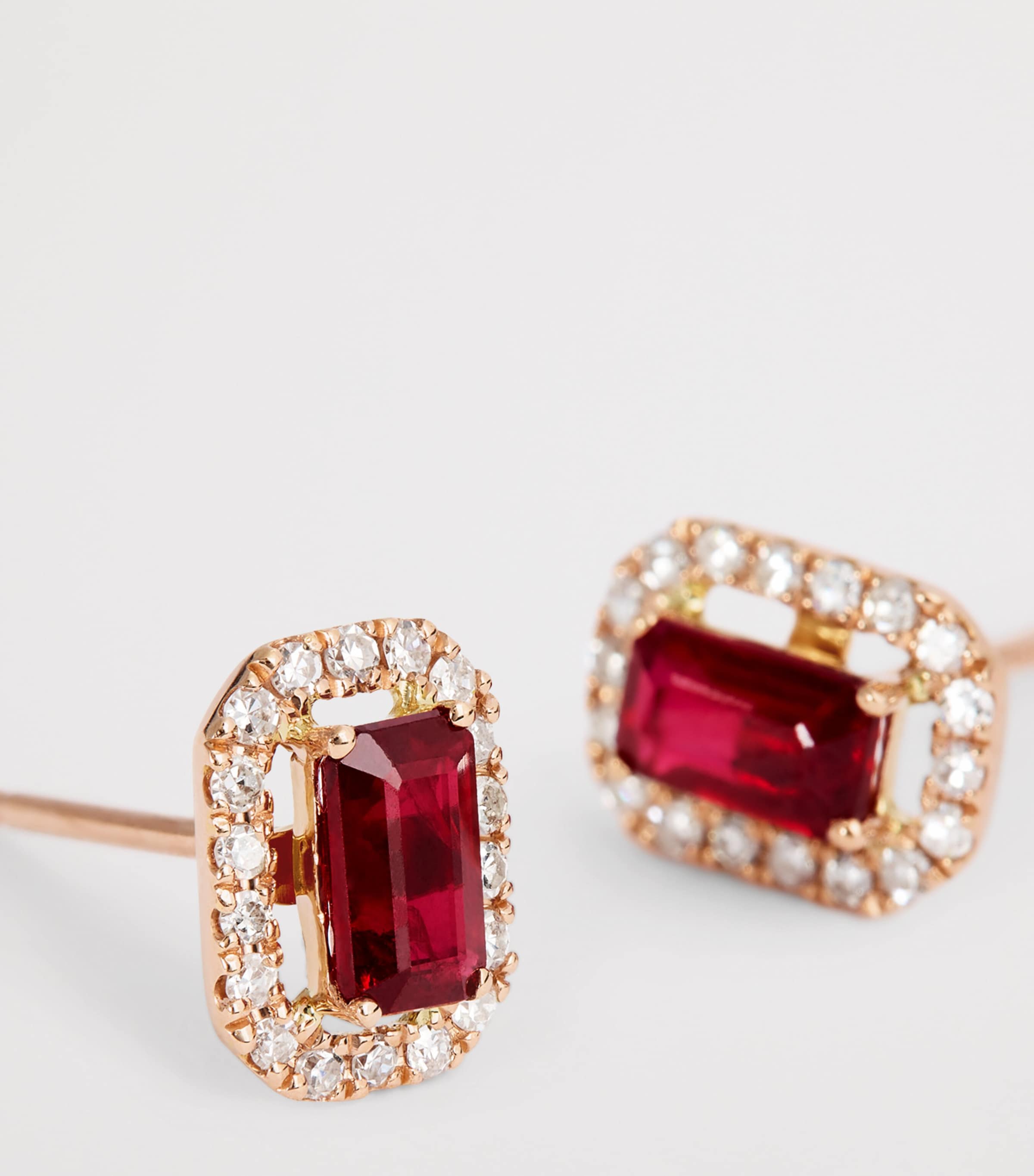 Rose Gold, Diamond and Ruby Stud Earrings ROSE GOLD Image 5
