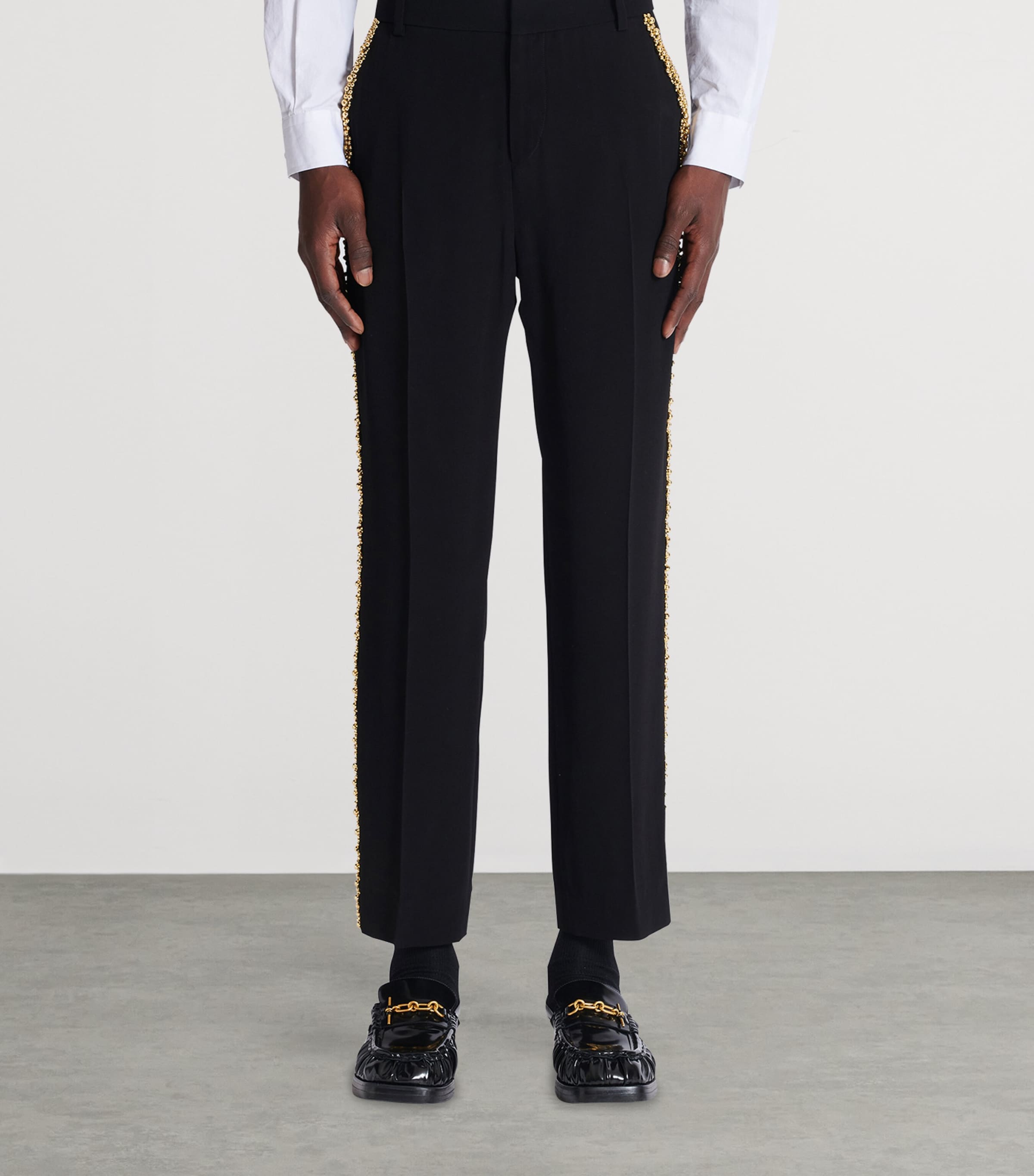 Embellished Slim Tailored Trousers EAD NOIR/OR Image 4