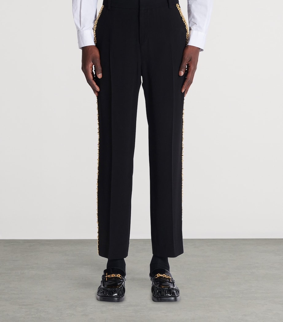 Embellished Slim Tailored Trousers EAD NOIR/OR Image 4