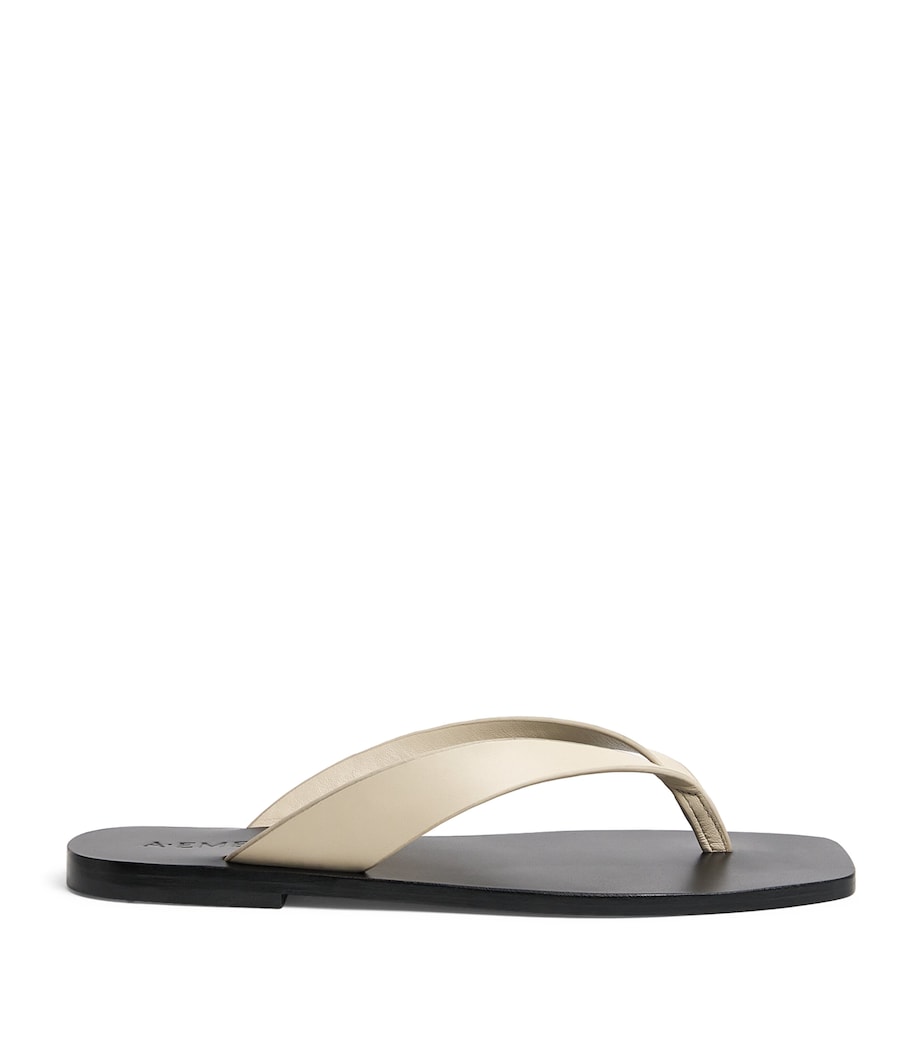 A.EMERY Leather Kinto Flip Flops Eggshell/ Black Image 1