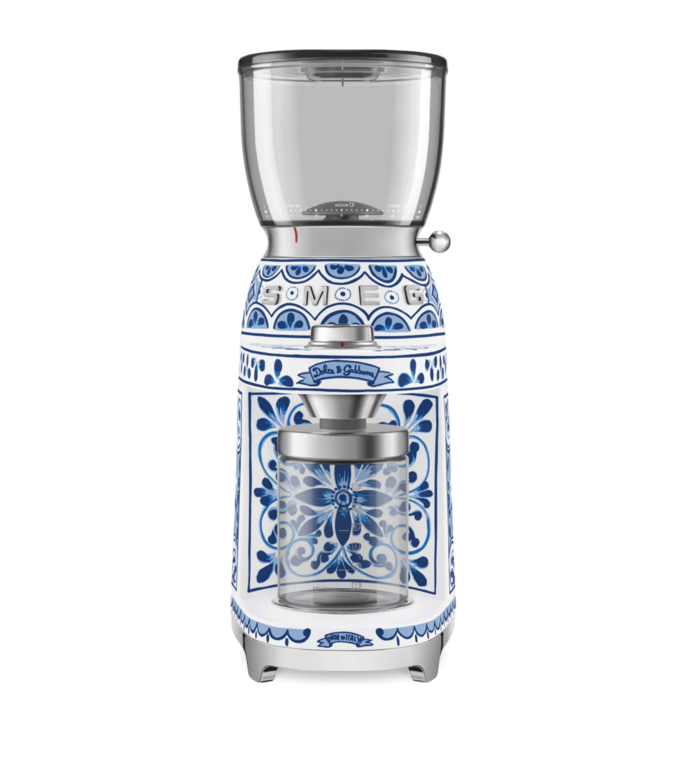 Smeg x Dolce & Gabbana Blu Mediterraneo Coffee Grinder White & Blue Image 4