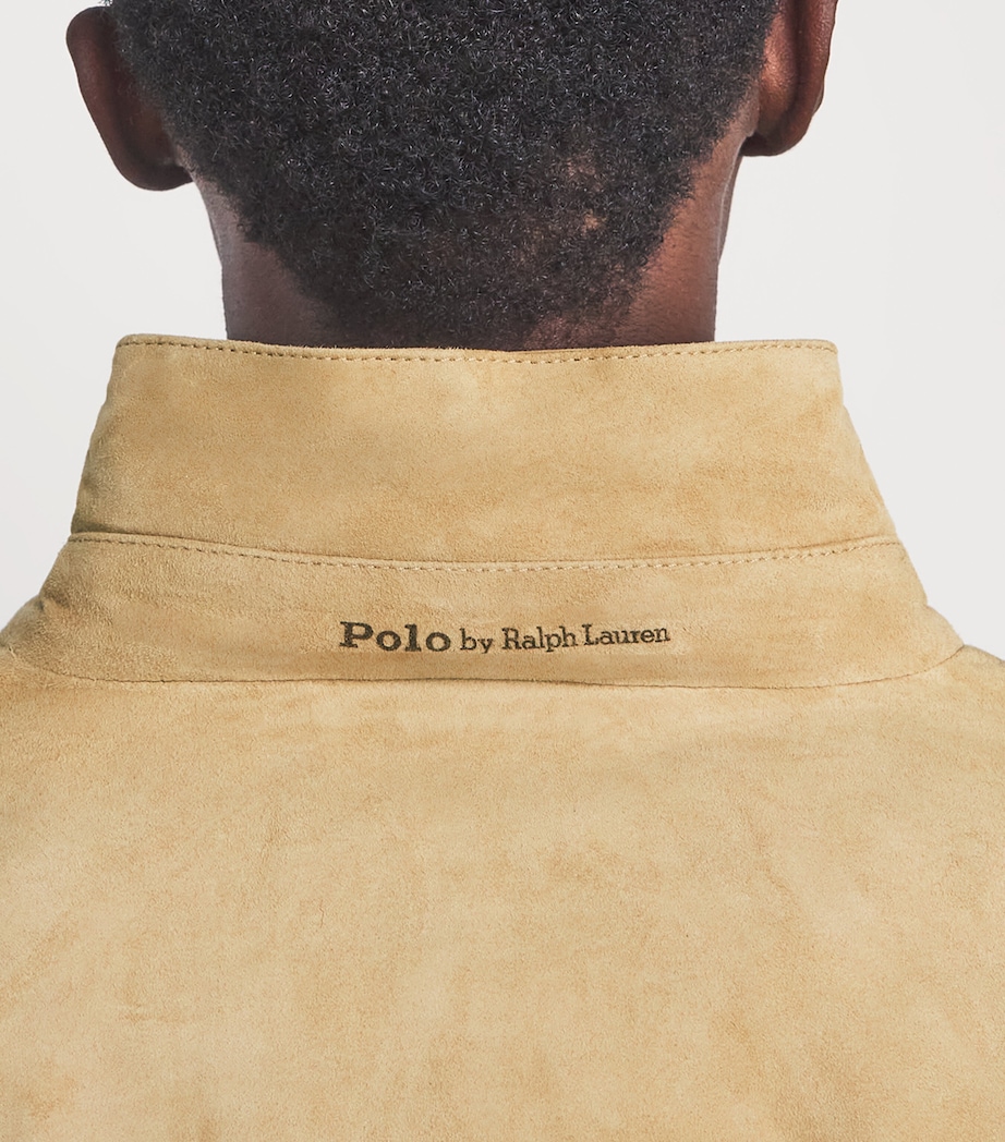 Polo Ralph Lauren Mens Goat Suede Charleton Bomber Jacket Cafe Tan Suede Image 3