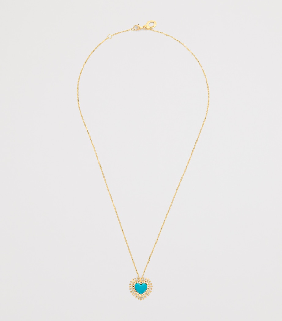 Yellow Gold, Diamond and Turquoise Rich Kitsch All Hearts on Me Pendant Necklace YELLOW GOLD Image 3