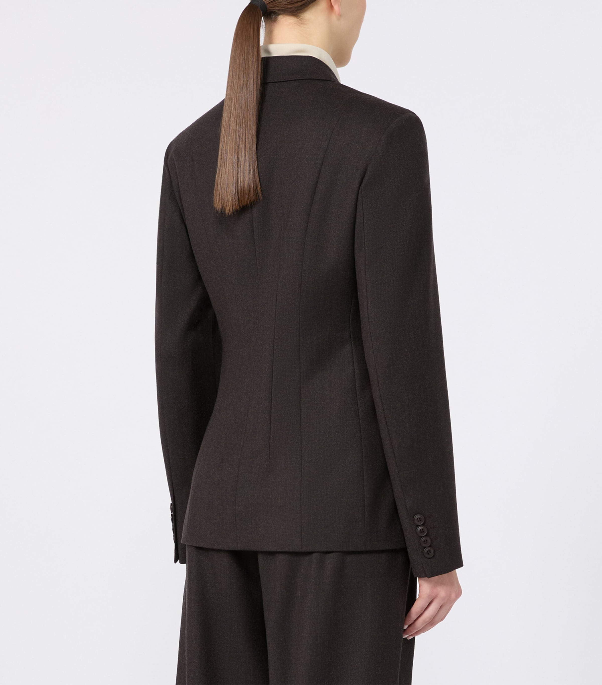 Max Mara Womens Virgin Wool Blazer Dark Brown Image 3