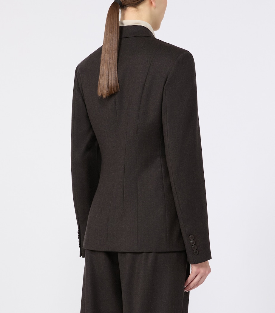 Max Mara Womens Virgin Wool Blazer Dark Brown Image 3