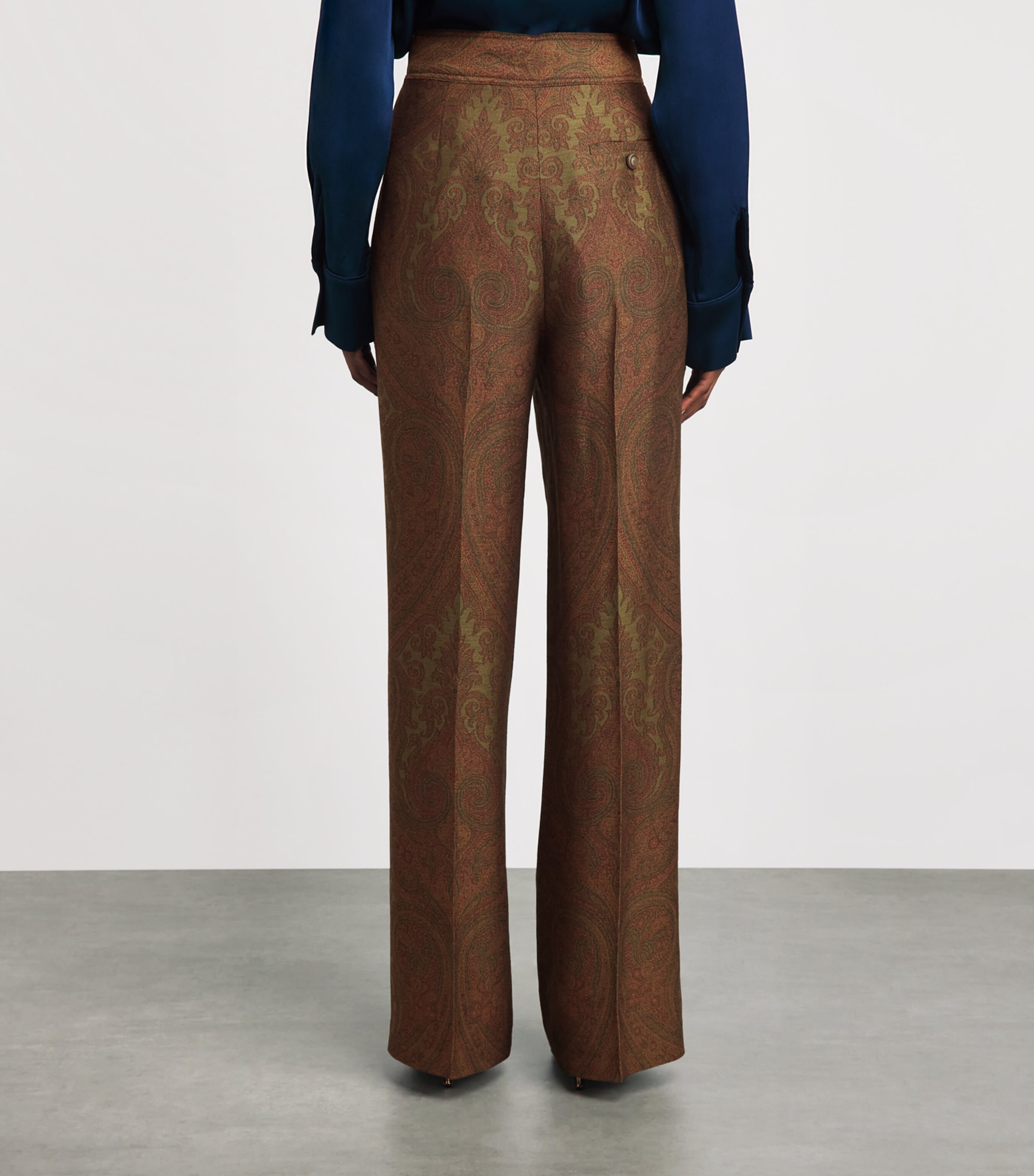 Etro Womens Paisley Jacquard Straight Trousers Multi/green Bs Image 5