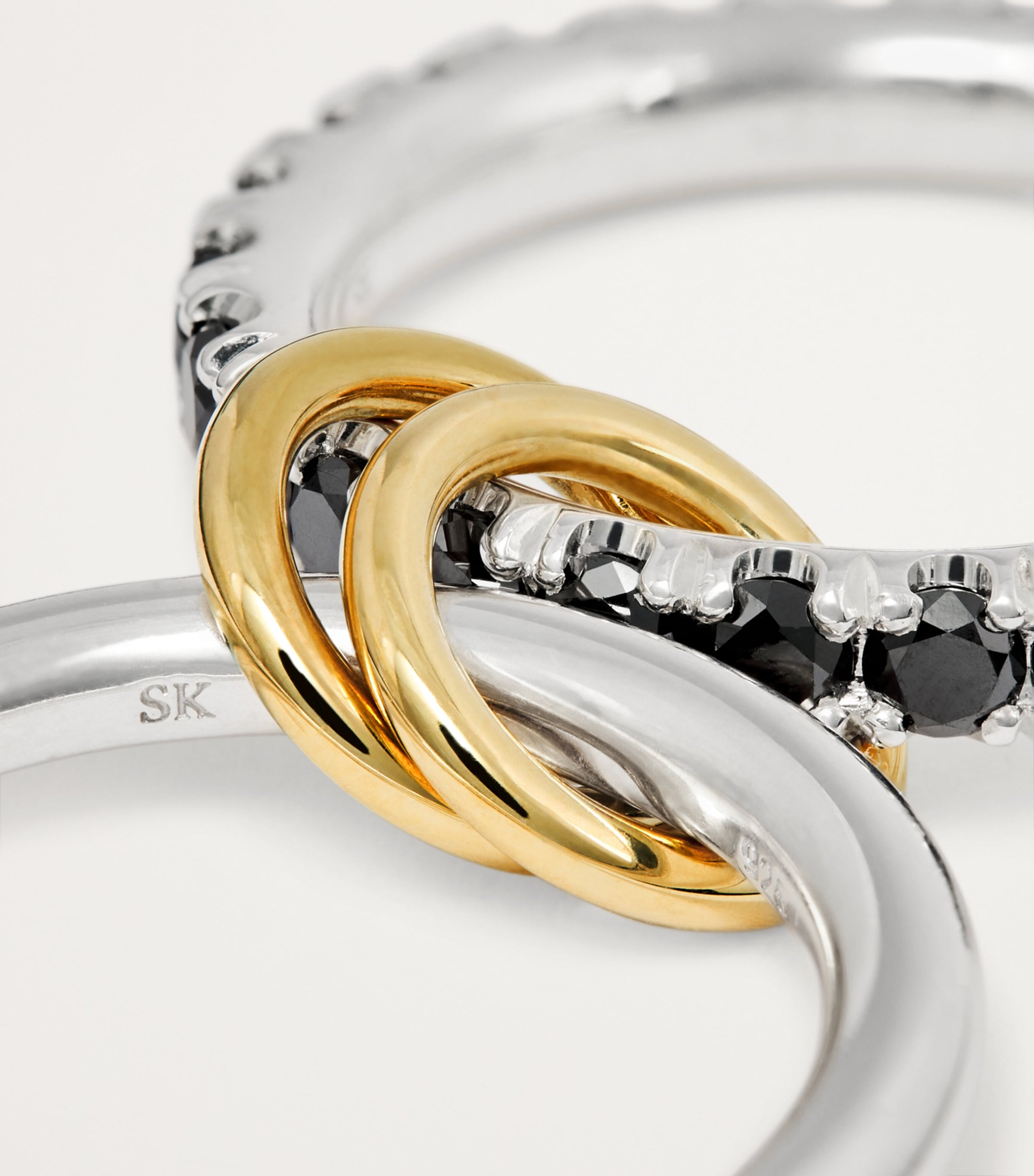 Sterling Silver, Yellow Gold and Diamond Enzo Noir Ring STERLING SILVER Image 6