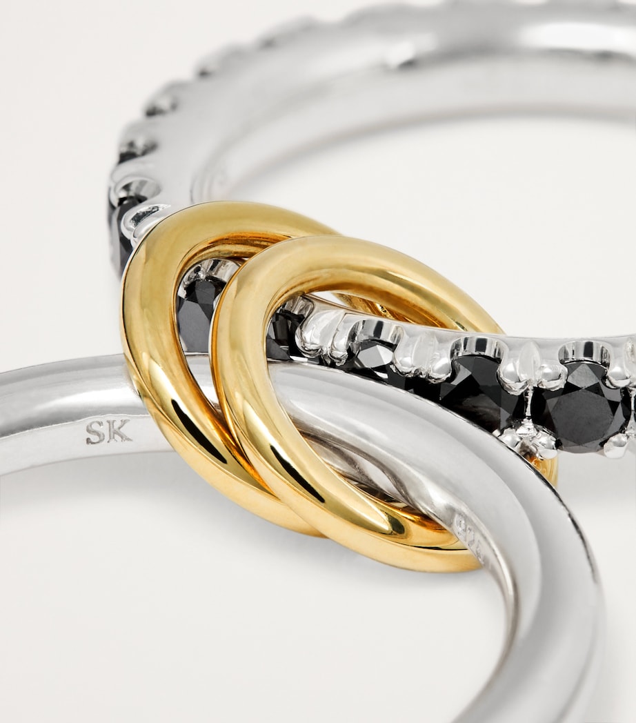 Sterling Silver, Yellow Gold and Diamond Enzo Noir Ring STERLING SILVER Image 6