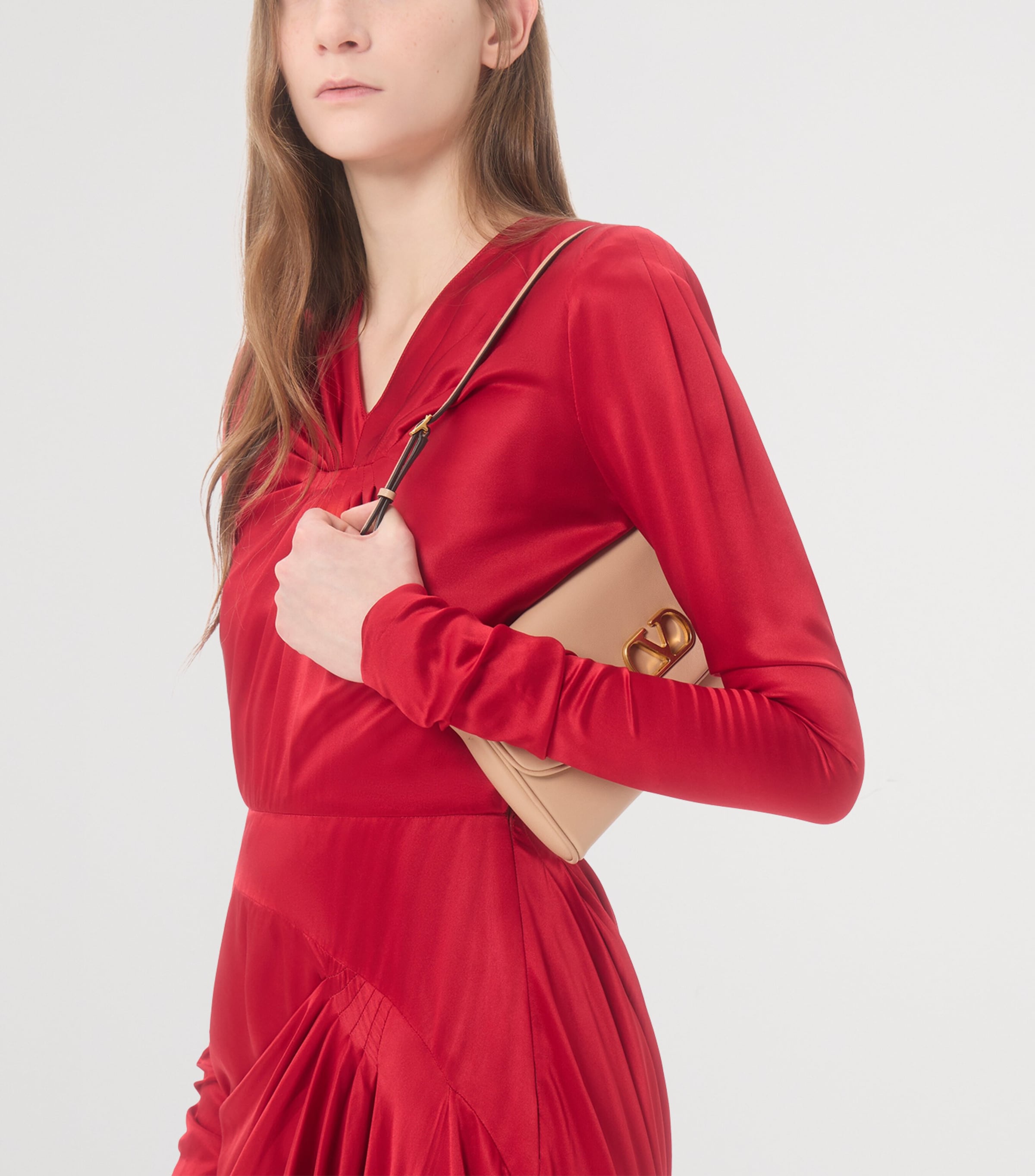 Valentino Red Silk Satin Draped Gown | Harrods US