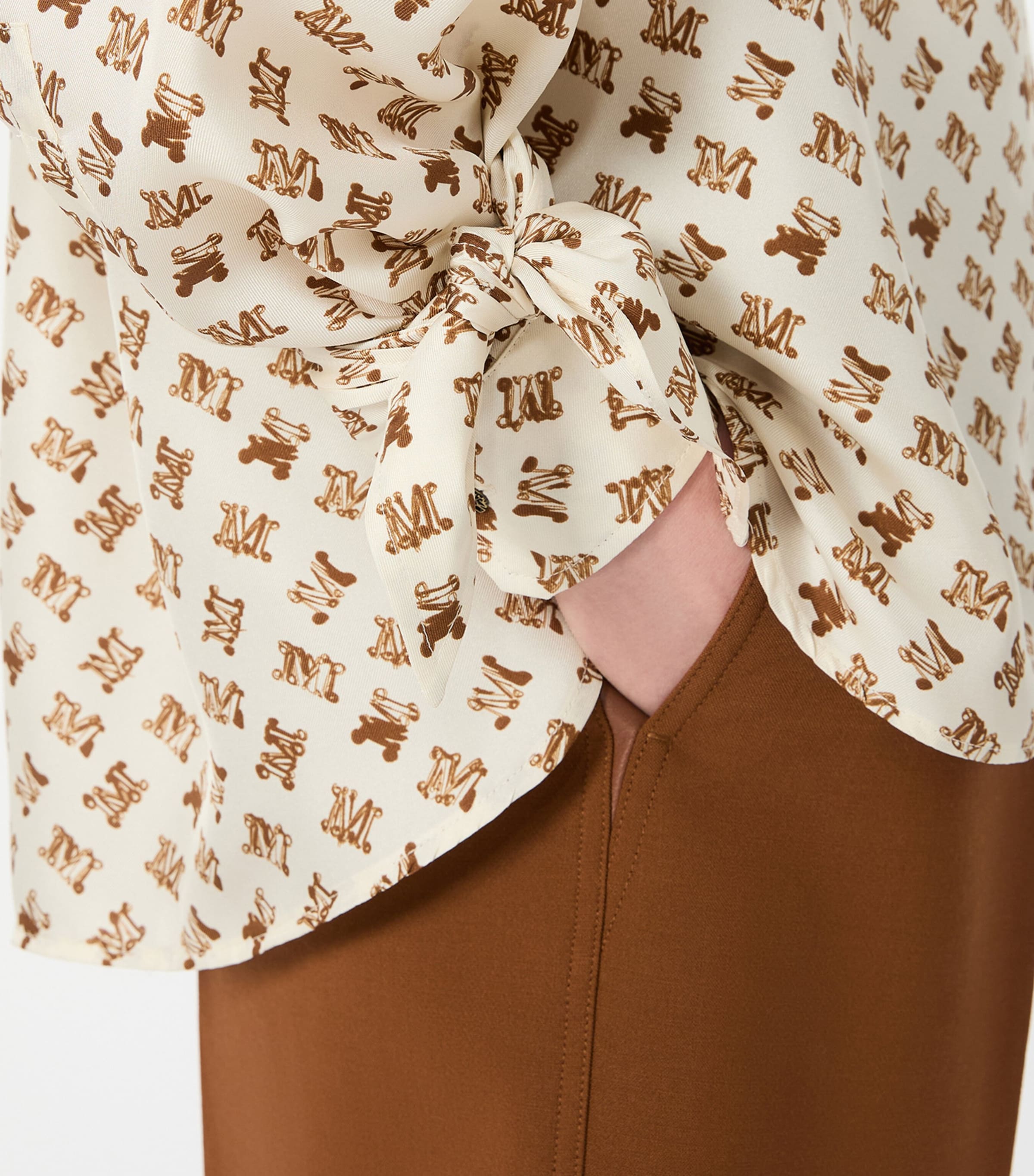 Max Mara Womens Silk Logo-Print Shirt White Image 6