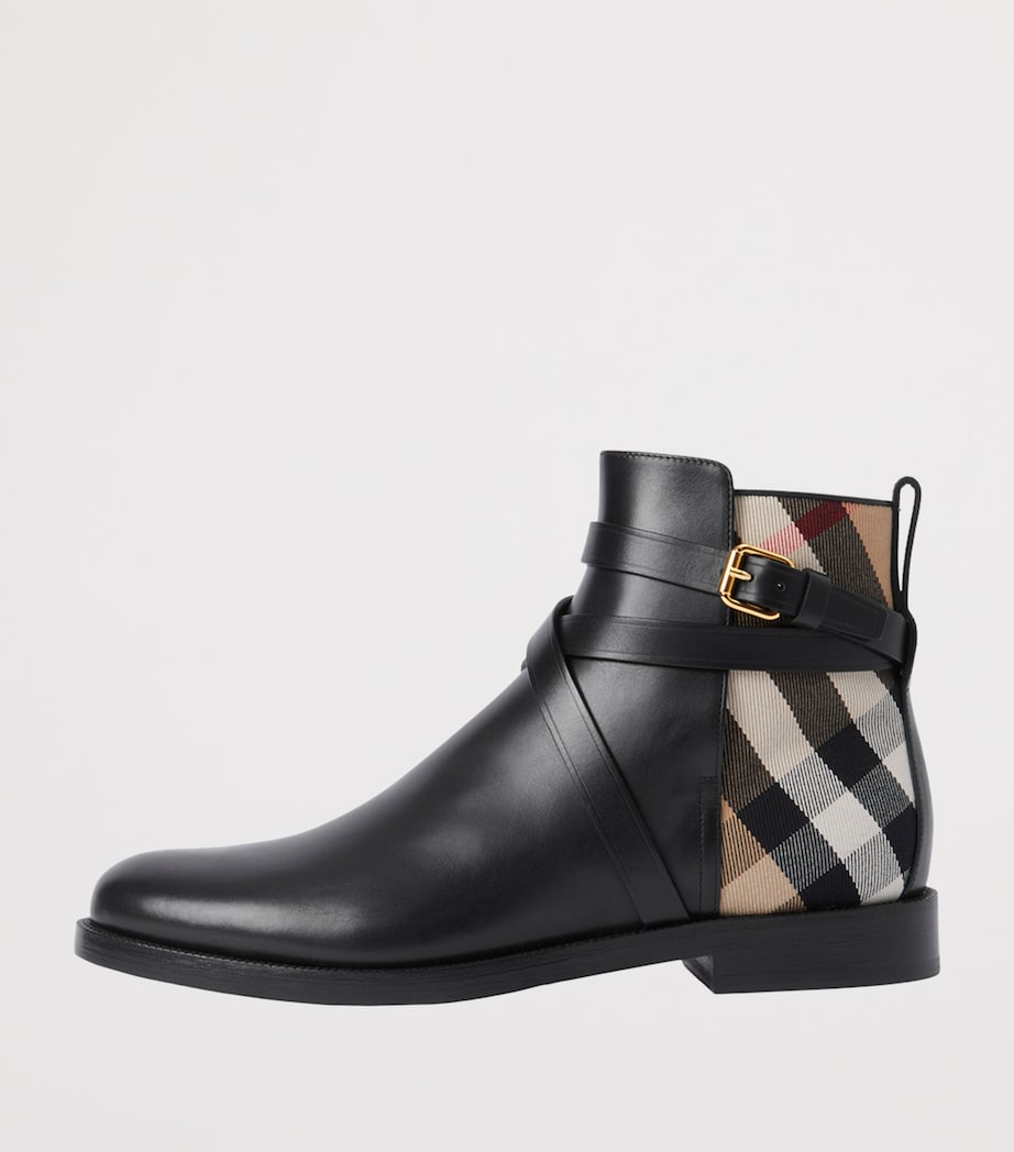Check and Leather Ankle Boots BLACK-ARCHIVE BEIGE Image 5