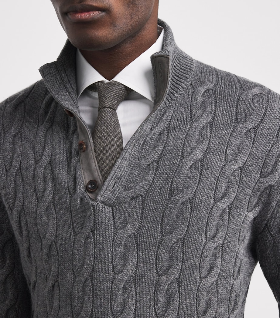 Cashmere-Silk Check Tie MED GRY MU Image 3