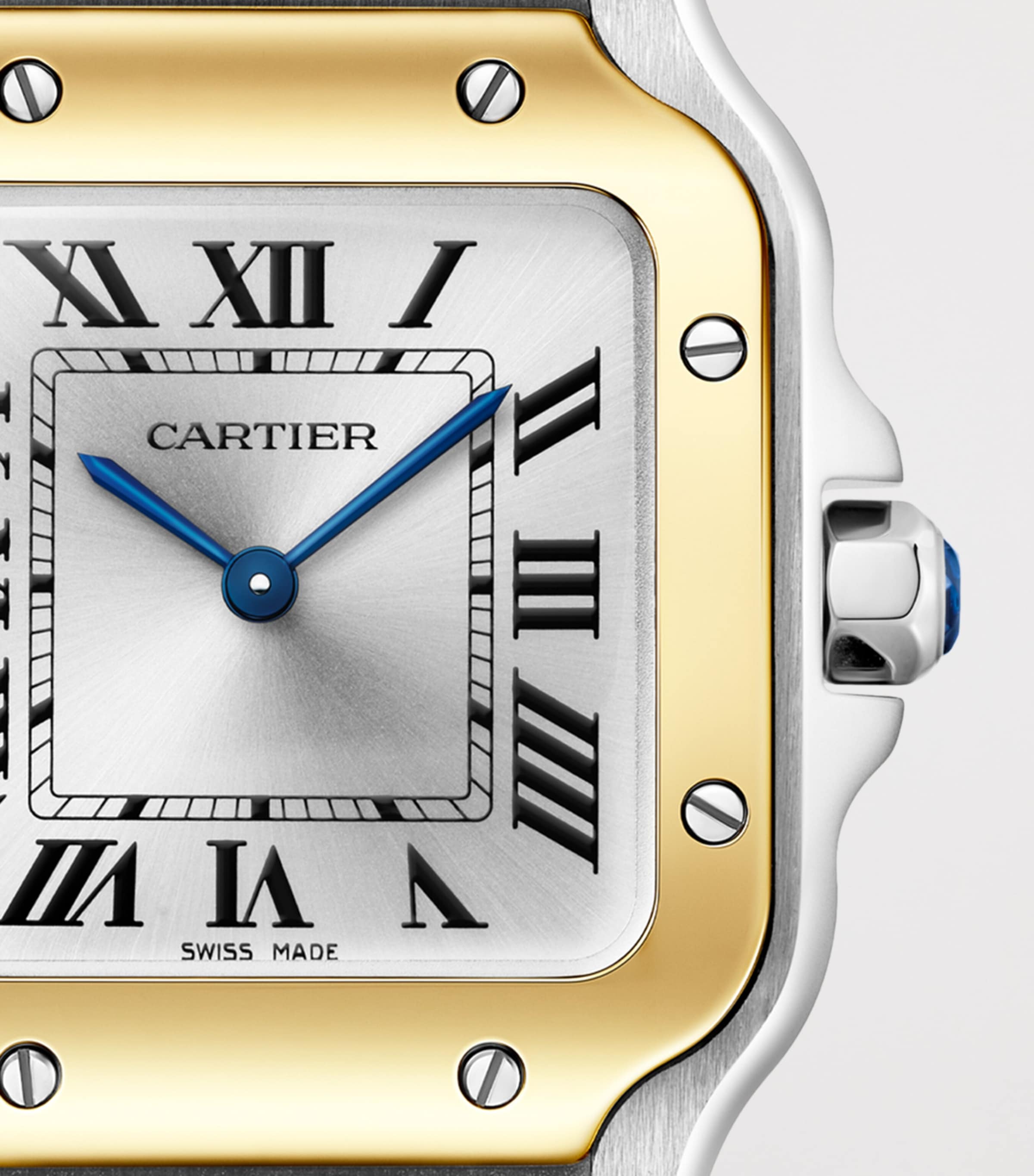 Small Yellow Gold and Steel Santos de Cartier Watch 34.5mm DARK BLUE Image 7