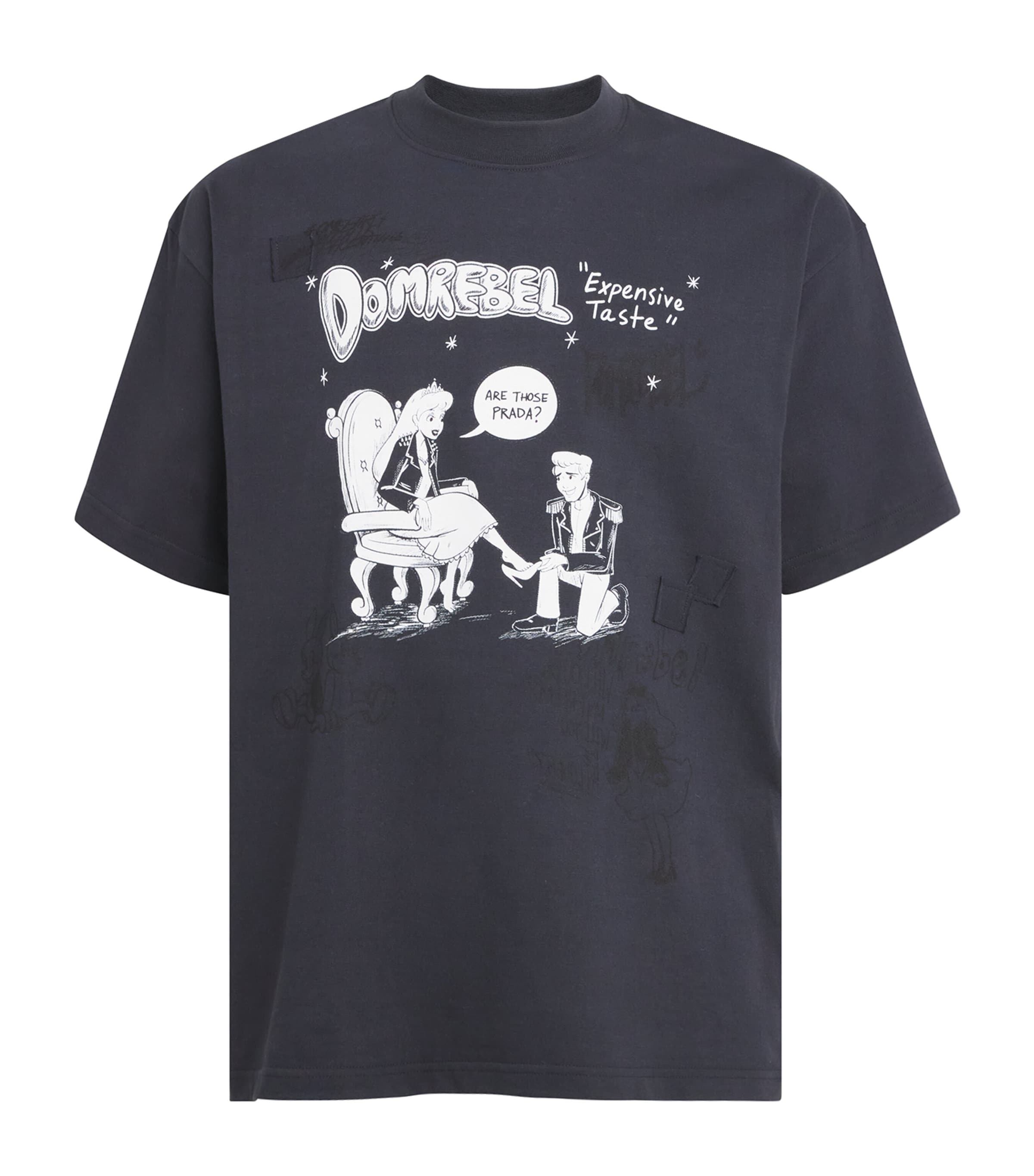 DOMREBEL Mens Cotton Expensive Taste T-Shirt Old Black Image 1