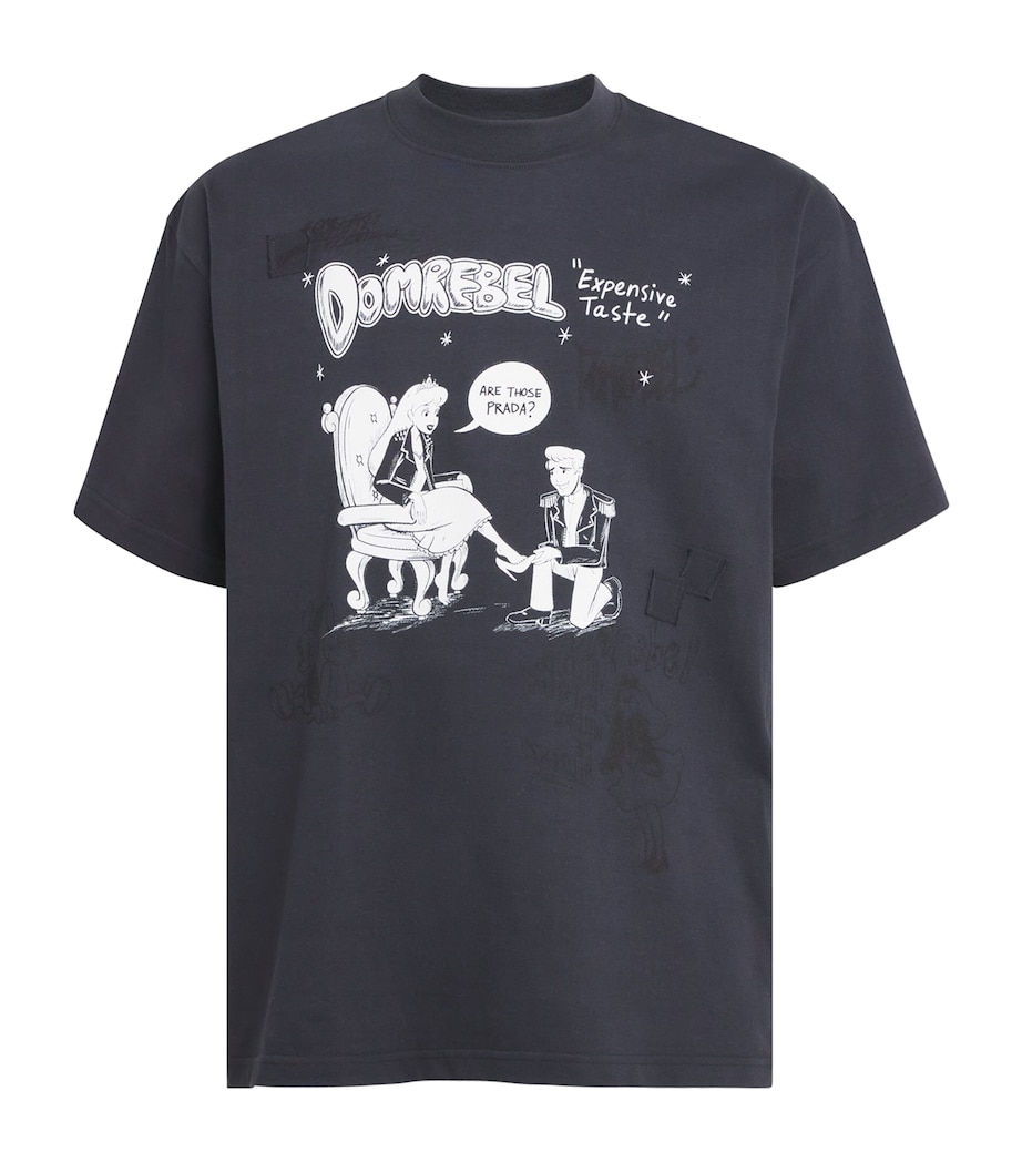 DOMREBEL Mens Cotton Expensive Taste T-Shirt Old Black Image 1