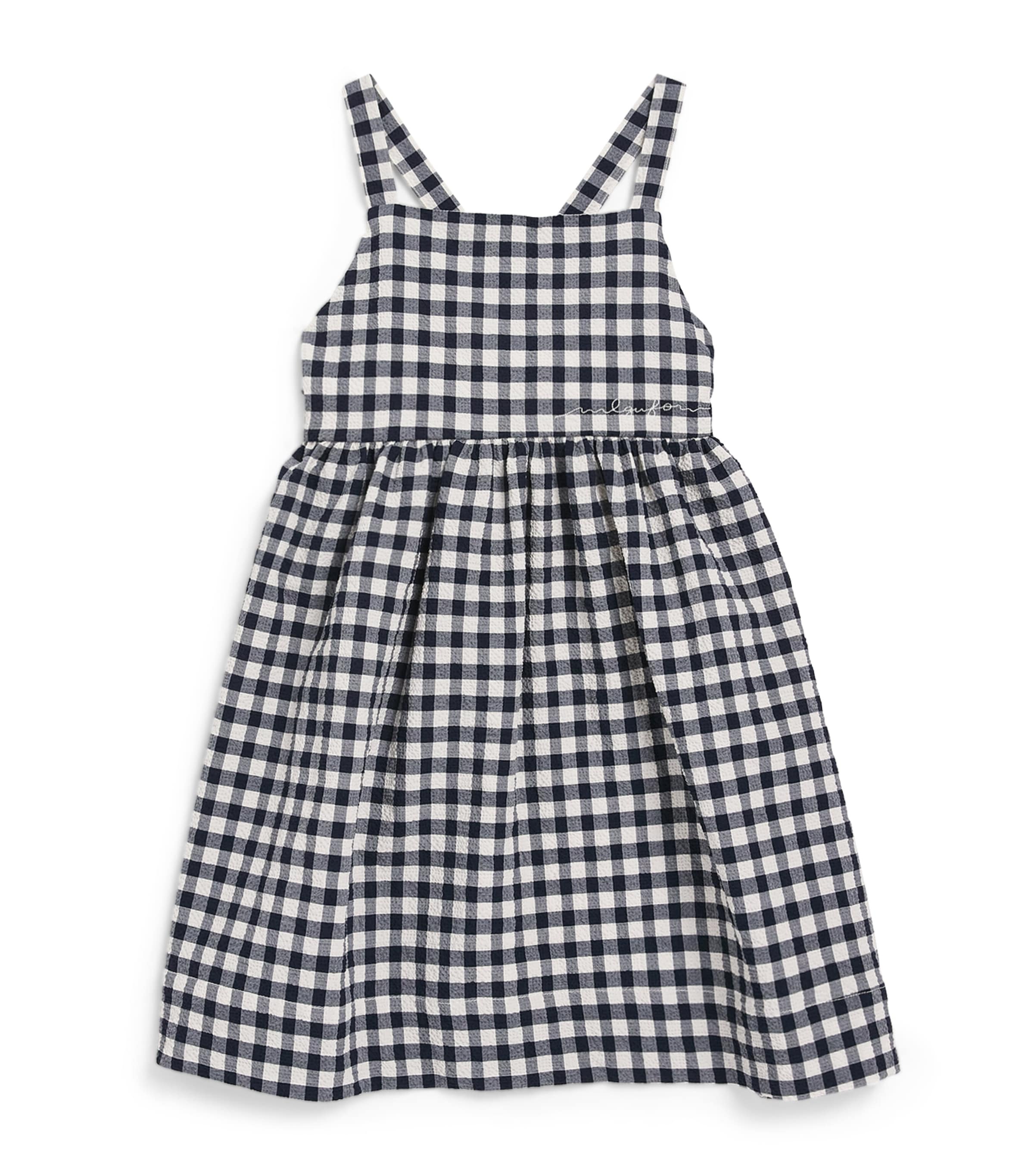 Il Gufo Cotton Gingham Print Dress (2-12 Years) Blue Image 1
