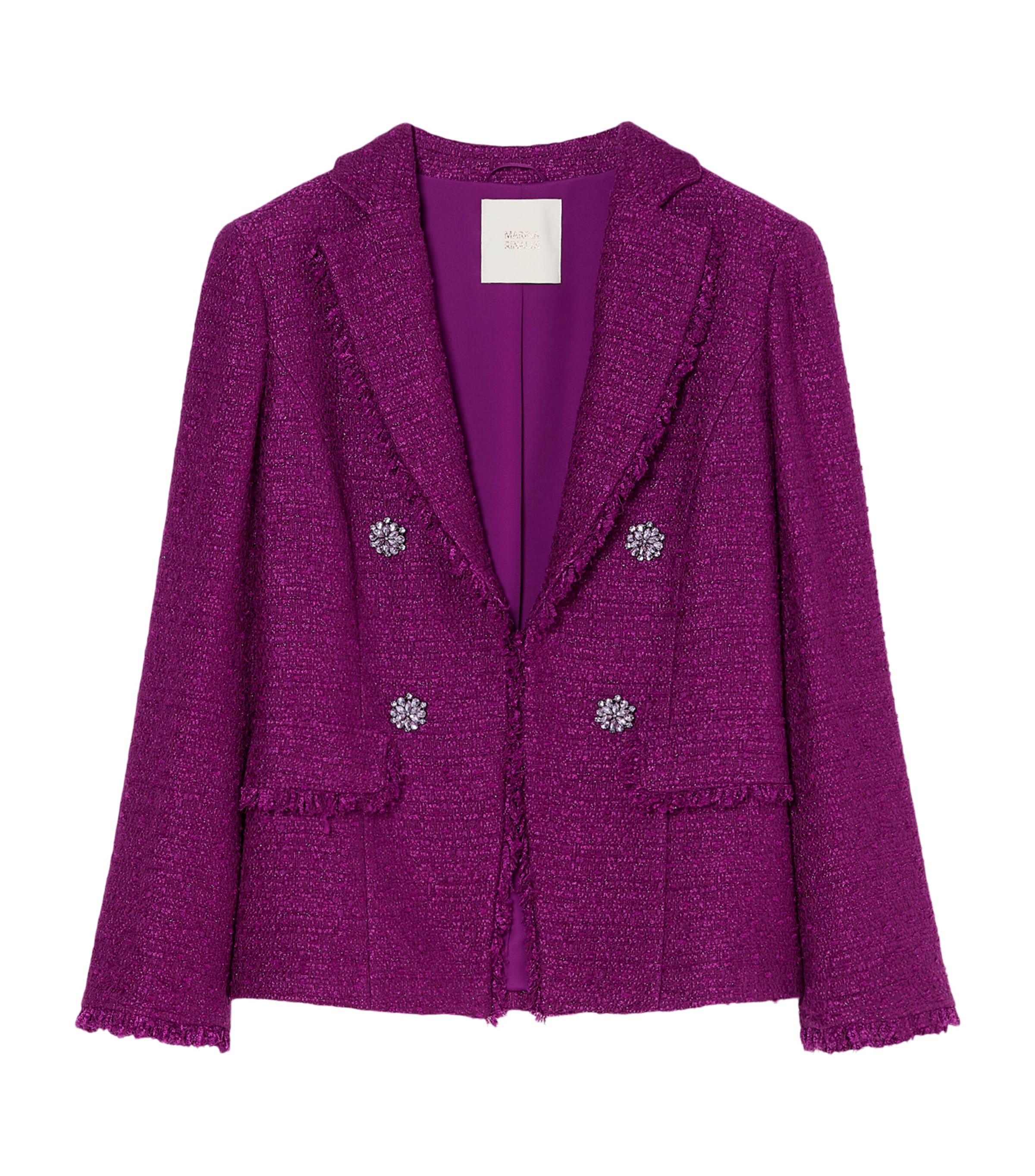 Marina Rinaldi Womens Tweed Double-Breasted Jacket Fuxia Viola Image 1