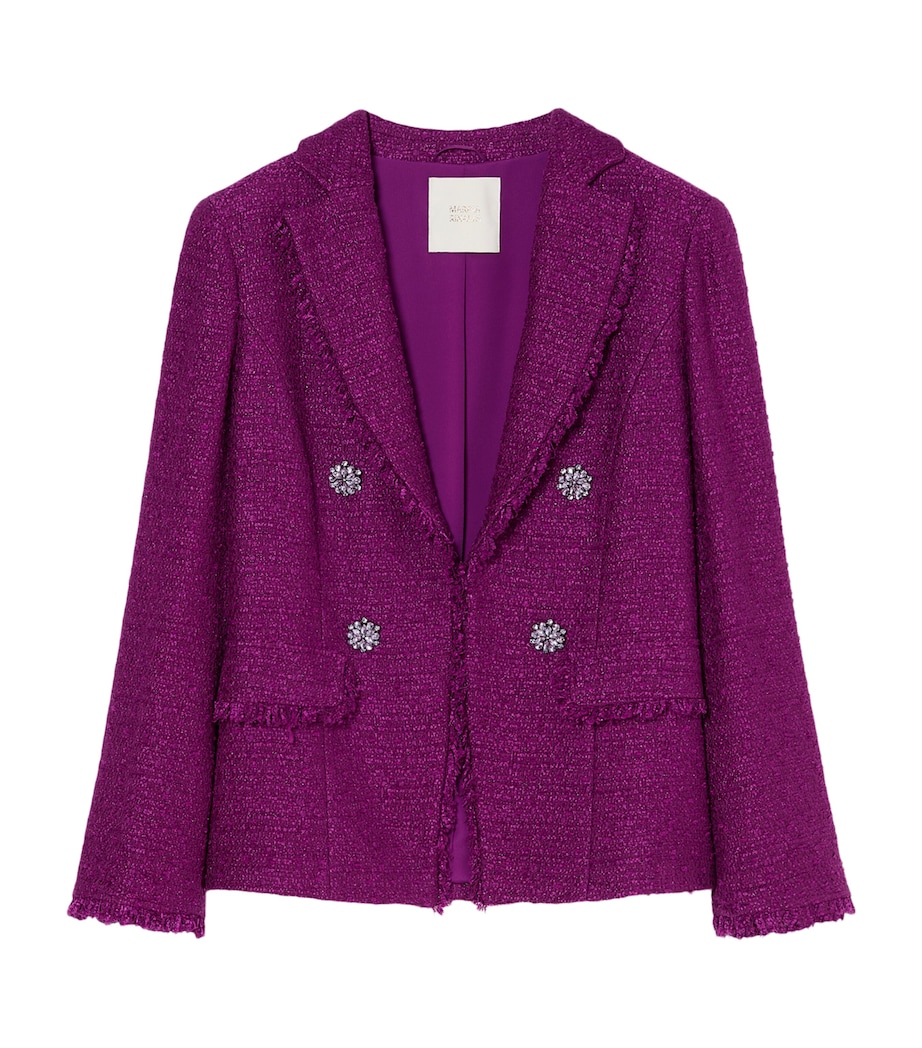 Marina Rinaldi Womens Tweed Double-Breasted Jacket Fuxia Viola Image 1