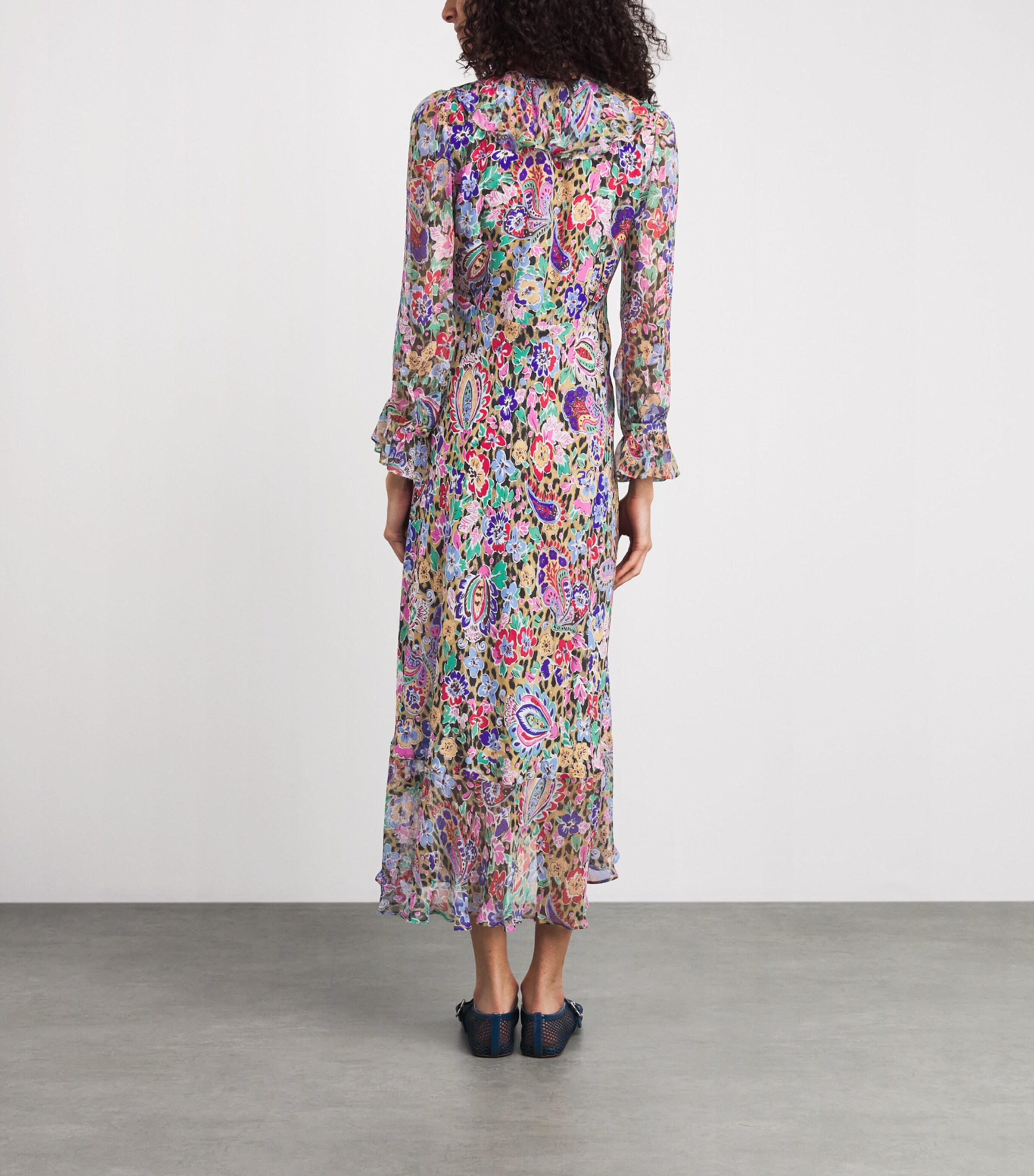 Rixo Womens Leopard-Floral Print Gracye Maxi Dress Cara Flrl Lprd Brwn Image 4