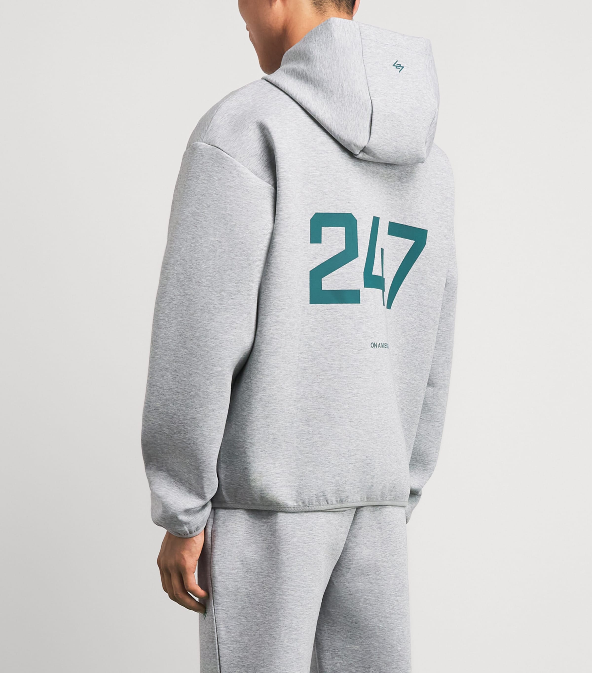 Represent 247 Mens 247 Numbers Zip-Up Hoodie Grey Marl Image 5