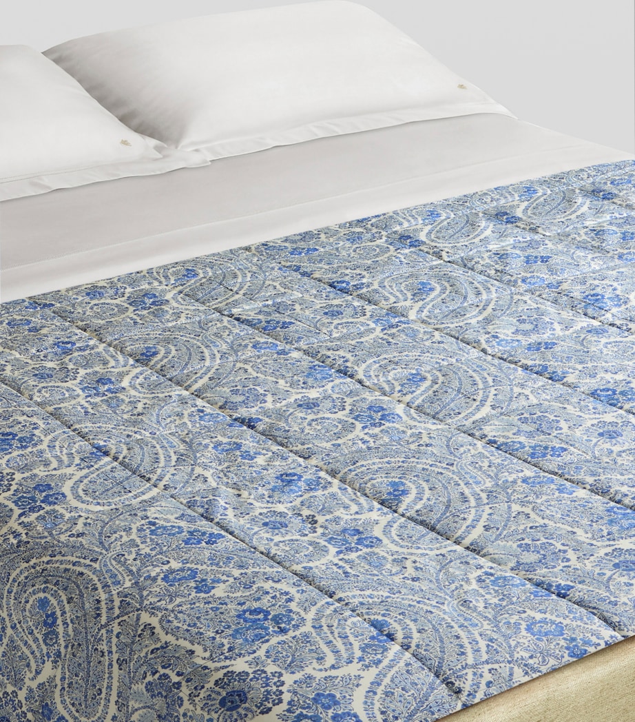 Etro Cotton Quilted Amalia Bedspread (270cm x 270cm) Print On Blue Base Image 2
