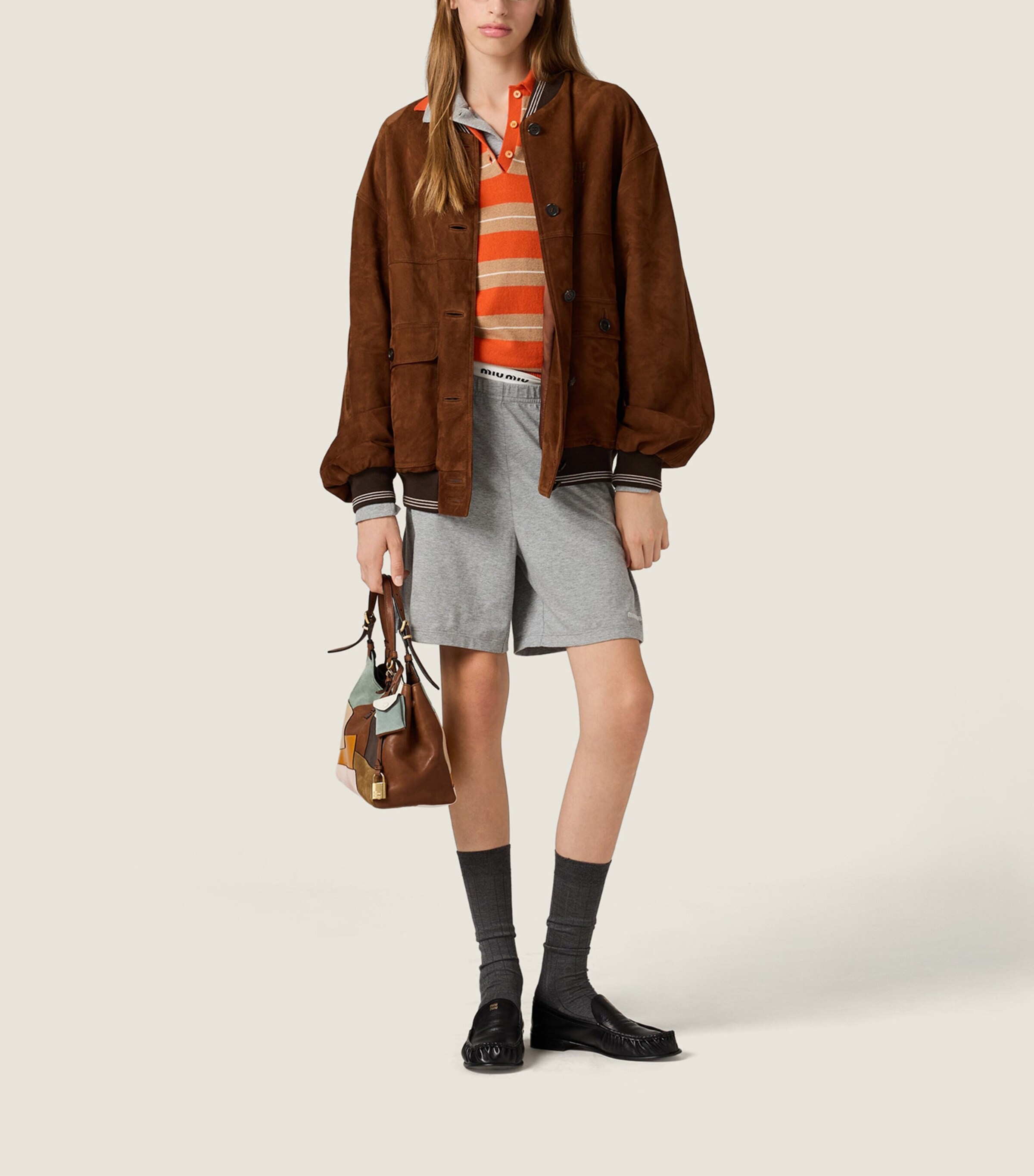 Miu Miu Womens Suede Varsity Jacket Image 2