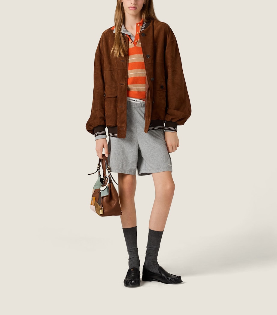 Miu Miu Womens Suede Varsity Jacket Image 2
