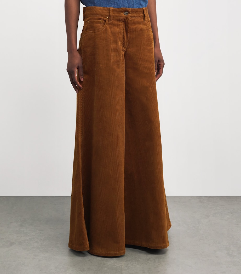 Corduroy Wide-Leg Jeans TAN Image 3