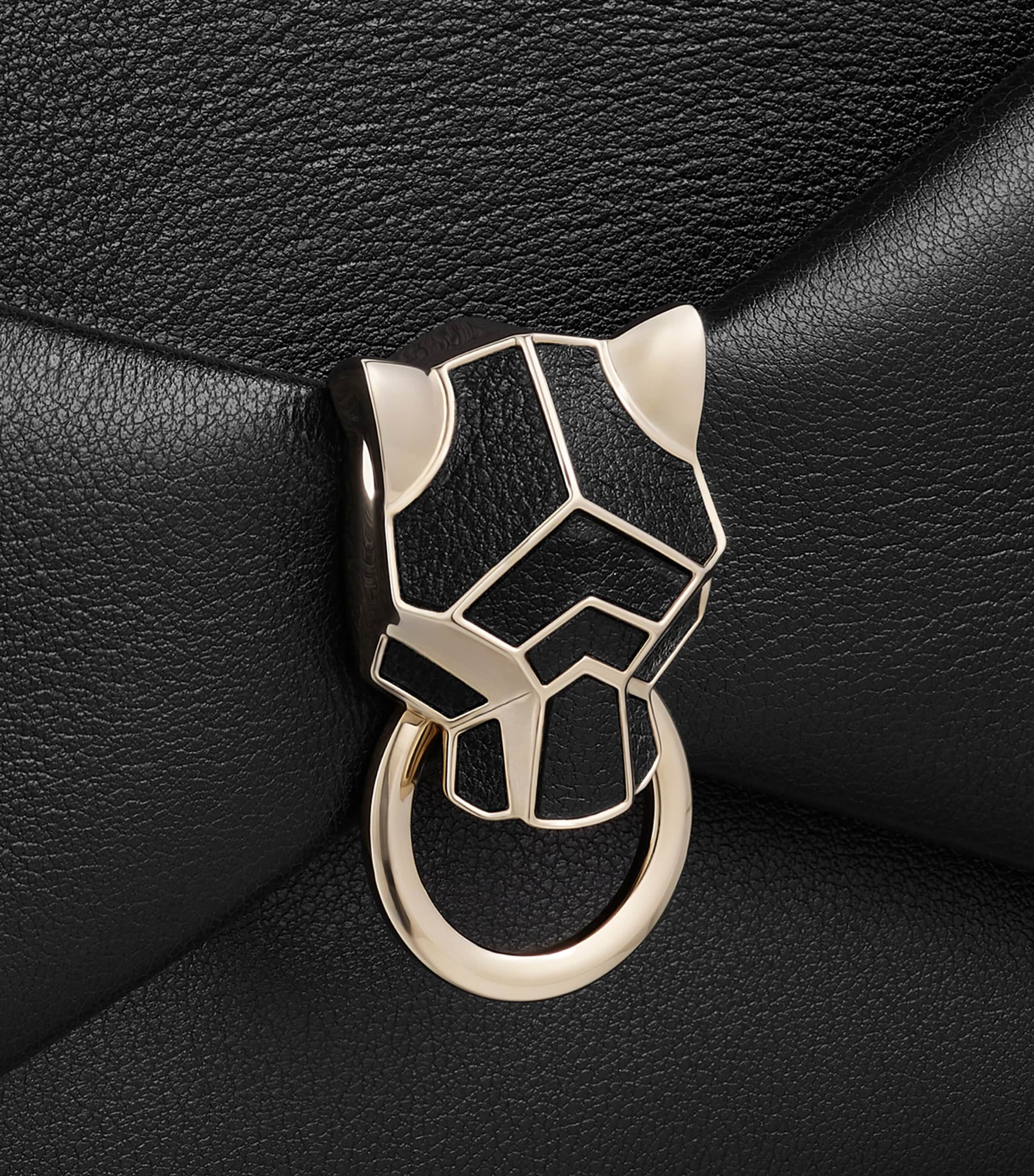 Leather Panthère de Cartier Chain Pouch BLACK Image 5