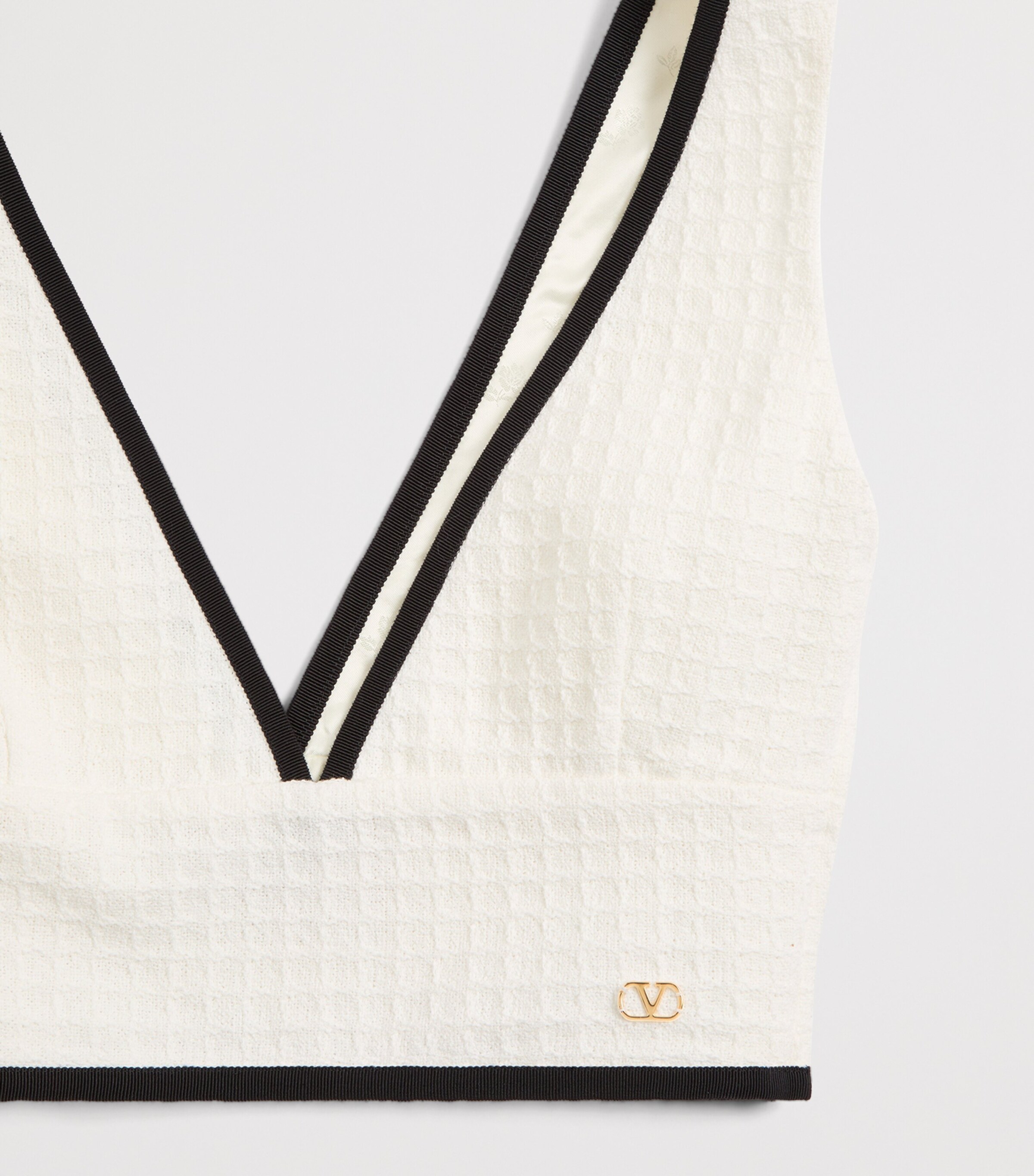 Valentino Womens Cotton V-Neck Crop Top Cbj Image 6