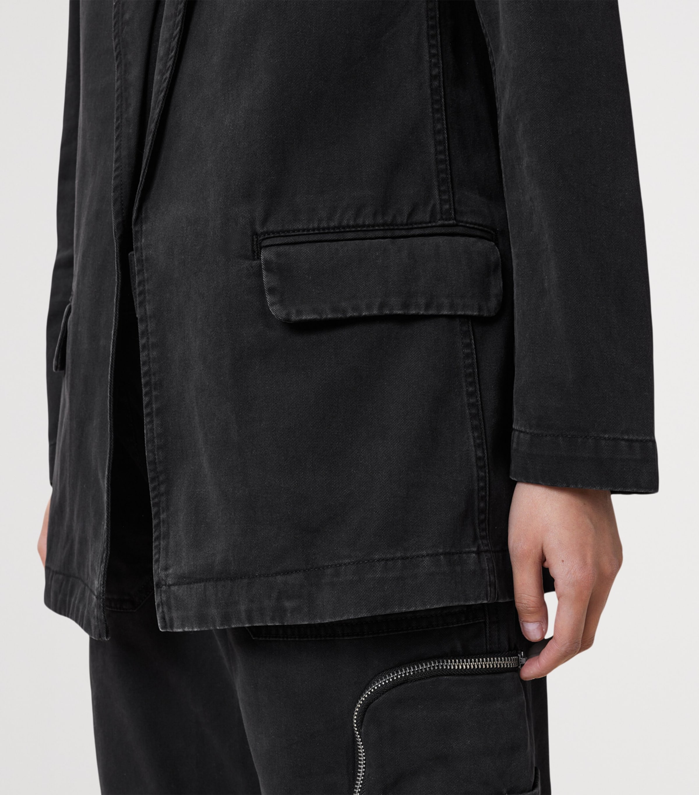 AllSaints Womens Denim Aleida Blazer Washed Black Image 7