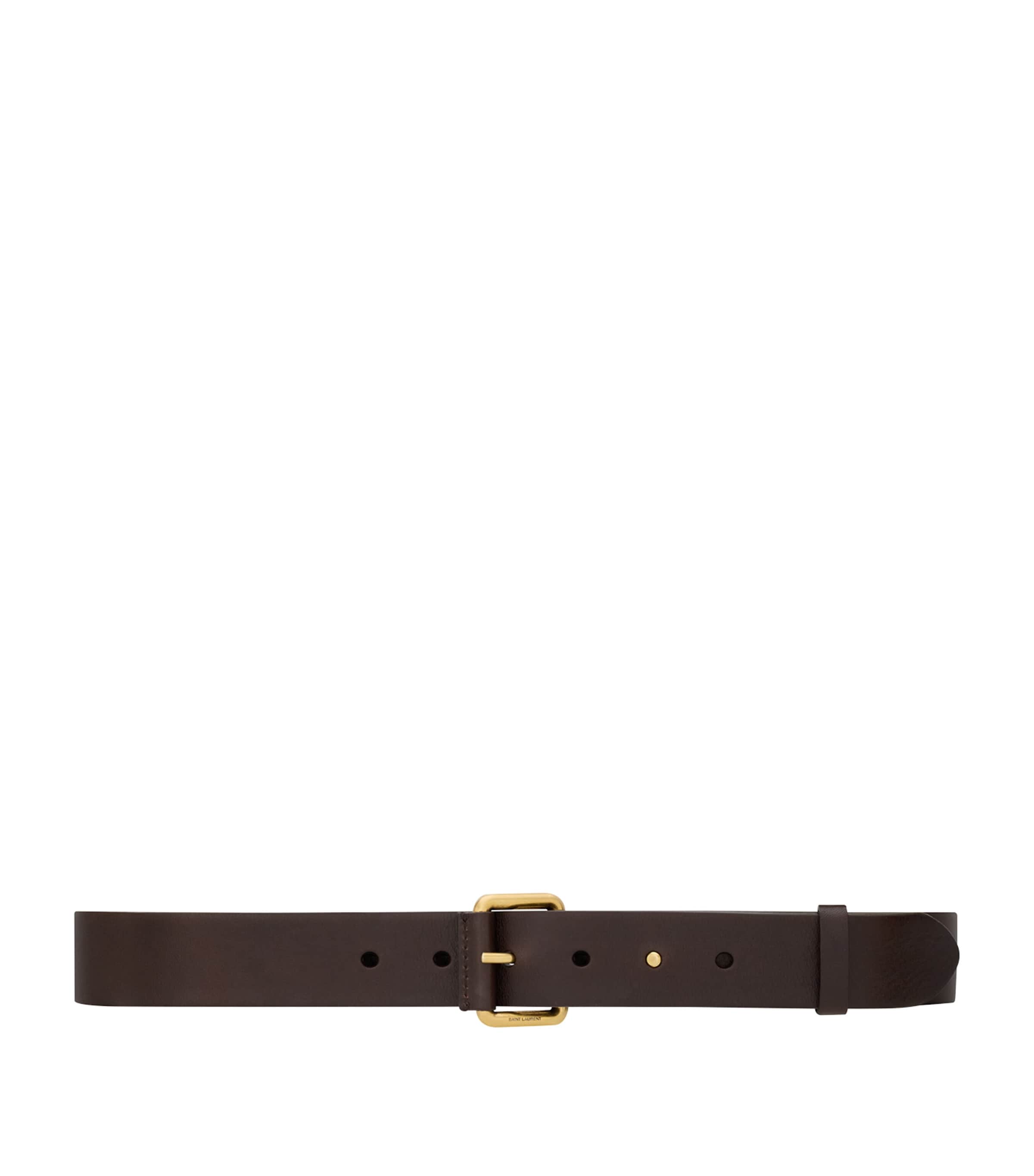 Saint Laurent Boucle Motorcycle Belt In Brown