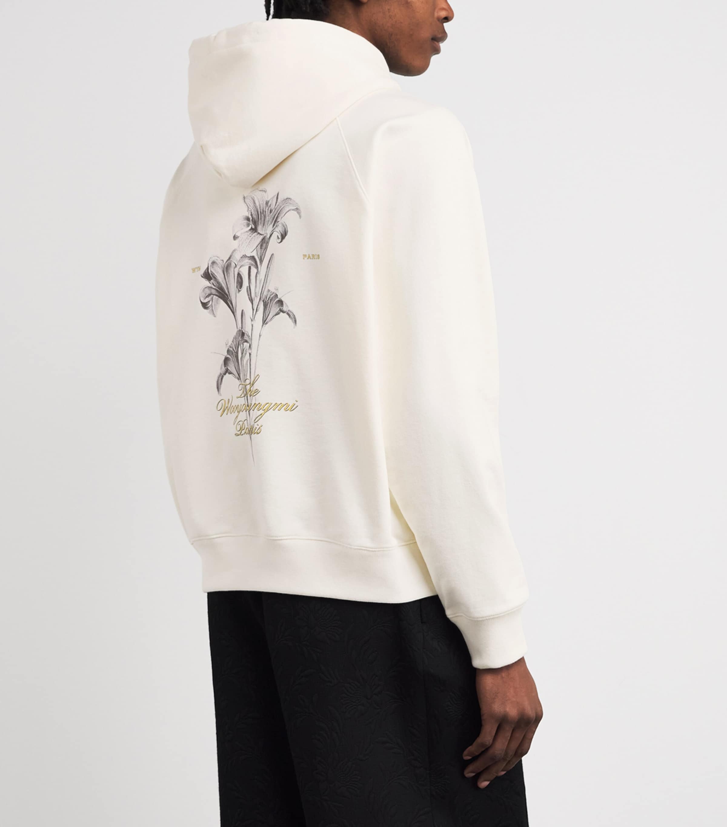 Wooyoungmi Mens Cotton Flower Logo Hoodie Ivory Image 5