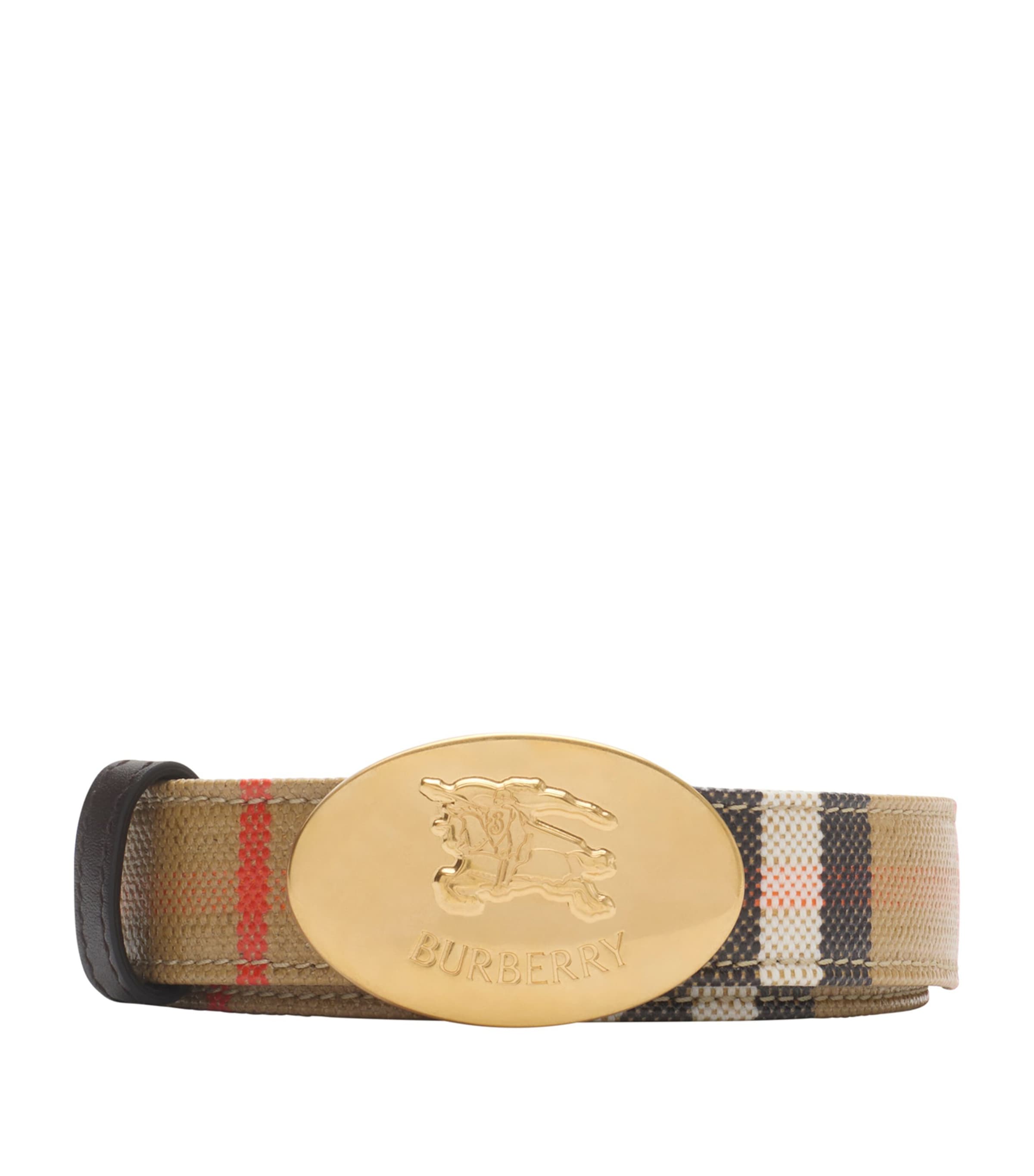 Burberry Leather Ekd Stamp Reversible Belt In Brown