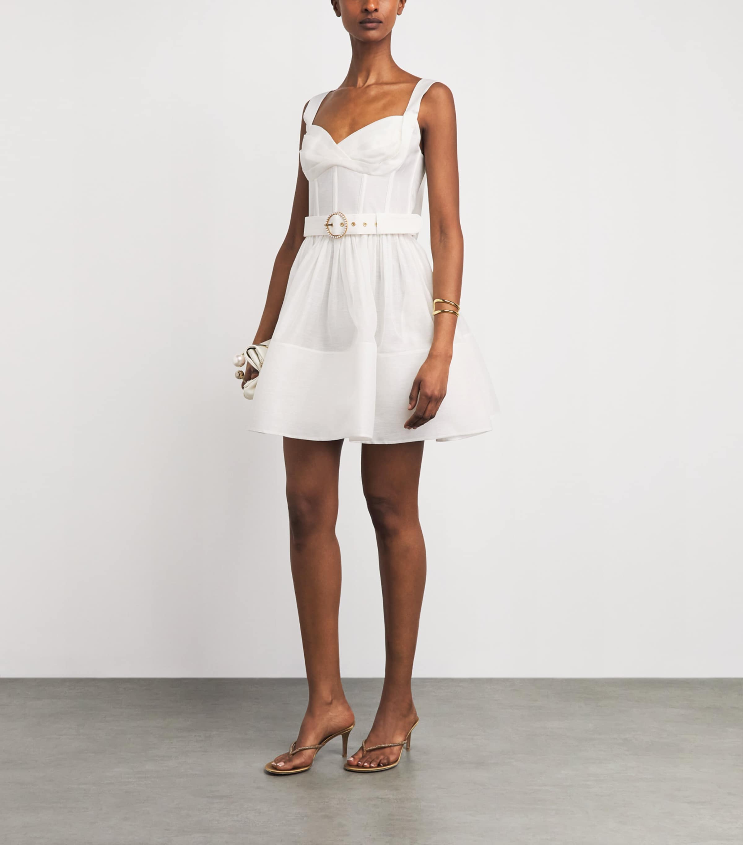 Zimmermann Womens Linen-Silk Belted Mini Dress Ivory Image 2