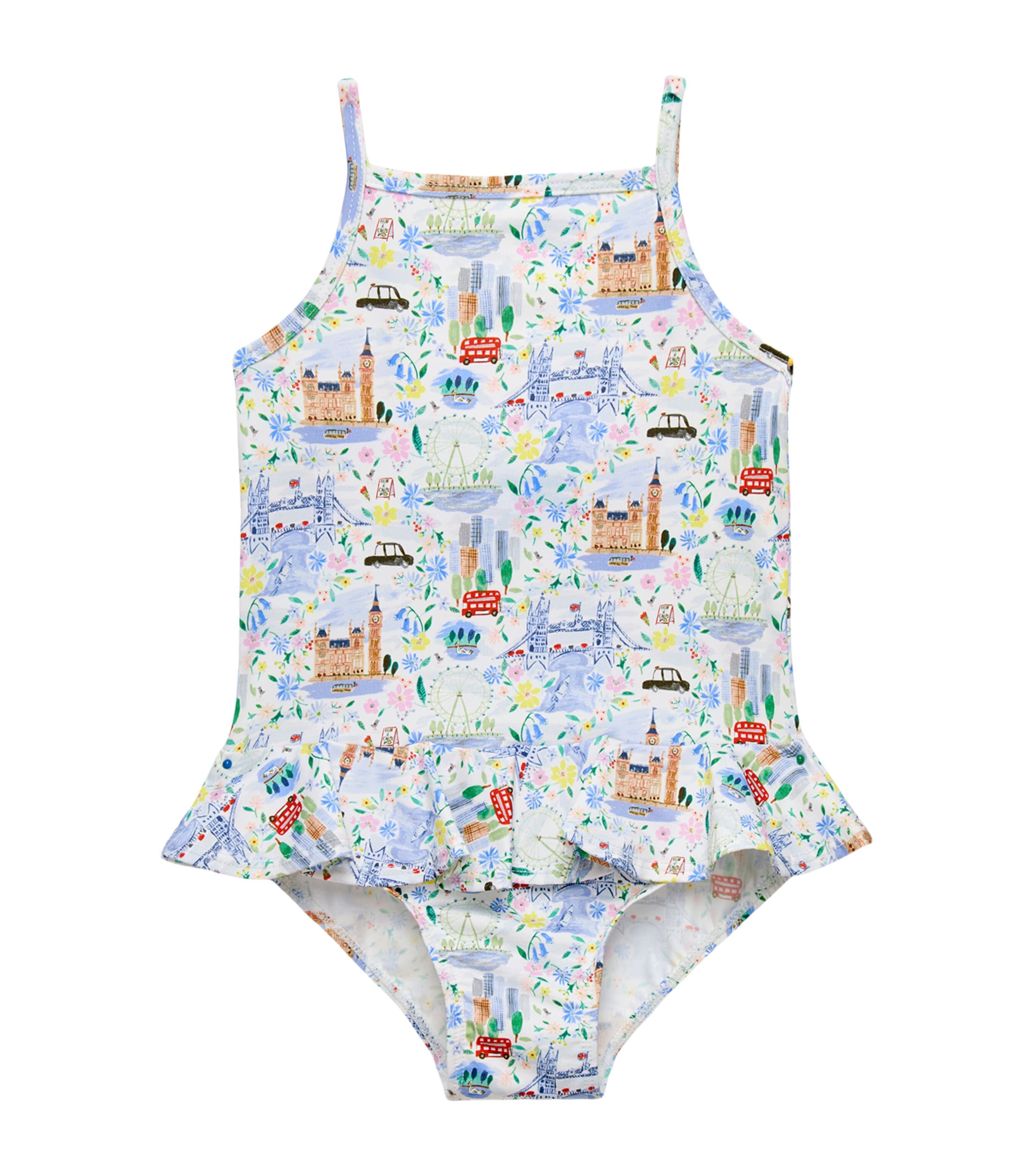 Trotters London Print Peplum Swimsuit (3-24 Months) Multi London Scenes Image 1
