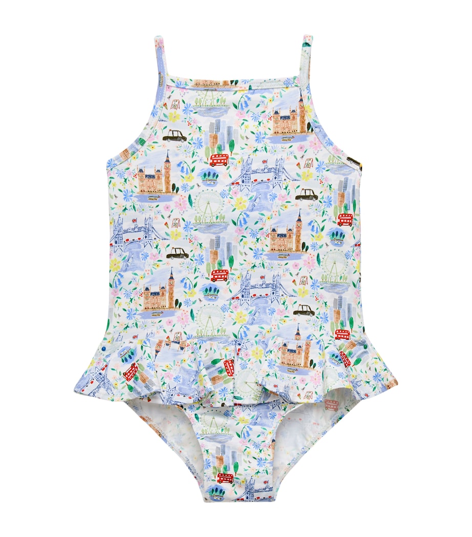 Trotters London Print Peplum Swimsuit (3-24 Months) Multi London Scenes Image 1