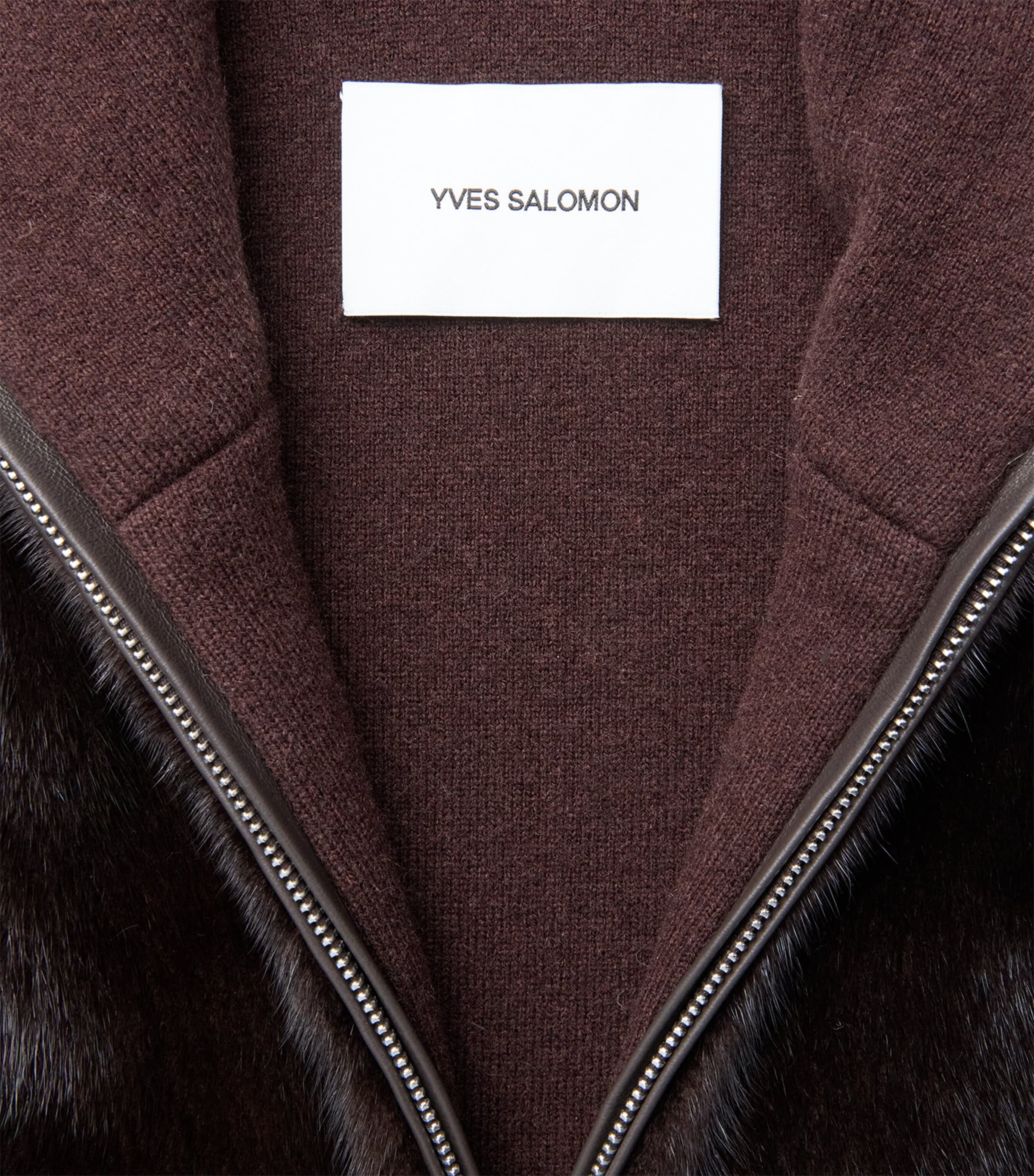 Yves Salomon Womens Wool-Blend Mink Front Hoodie Image 6