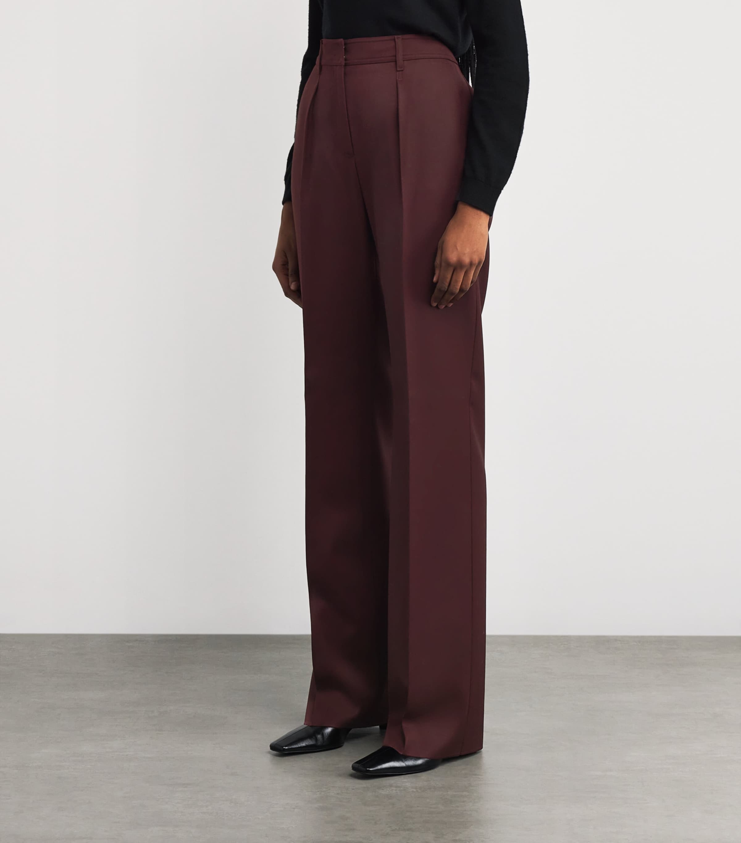 Virgin Wool Straight Trousers CHERRY Image 3