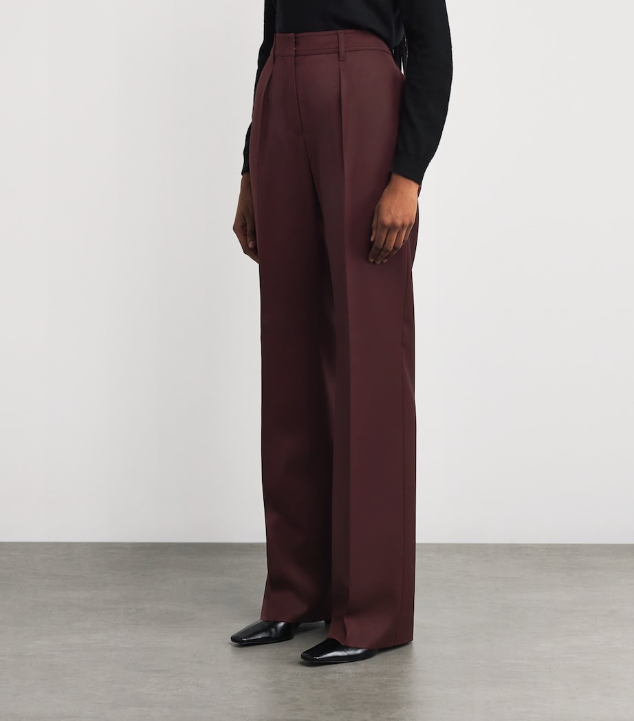 Virgin Wool Straight Trousers CHERRY Image 3