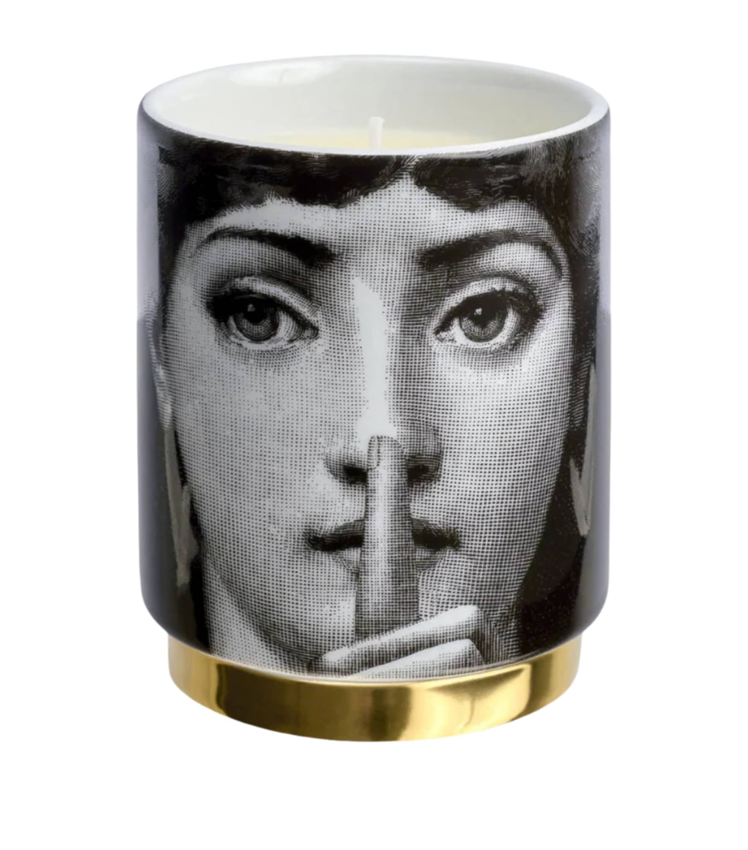 Fornasetti Porcelain Silenzio Immaginazione Scented Candle In Black