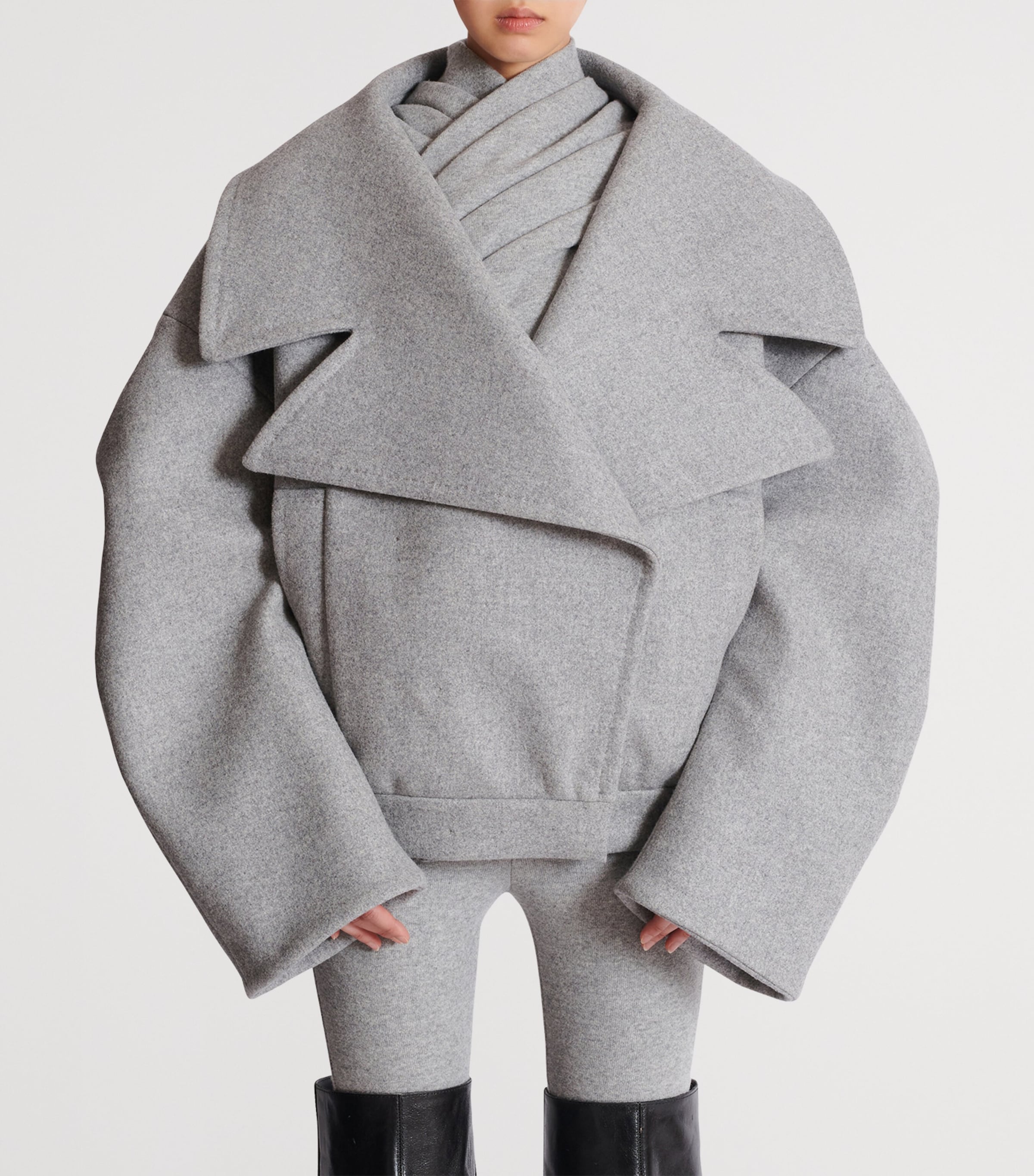 Wool-Cashmere Oversized Pea Coat 9AF GRIS CLAIR Image 6