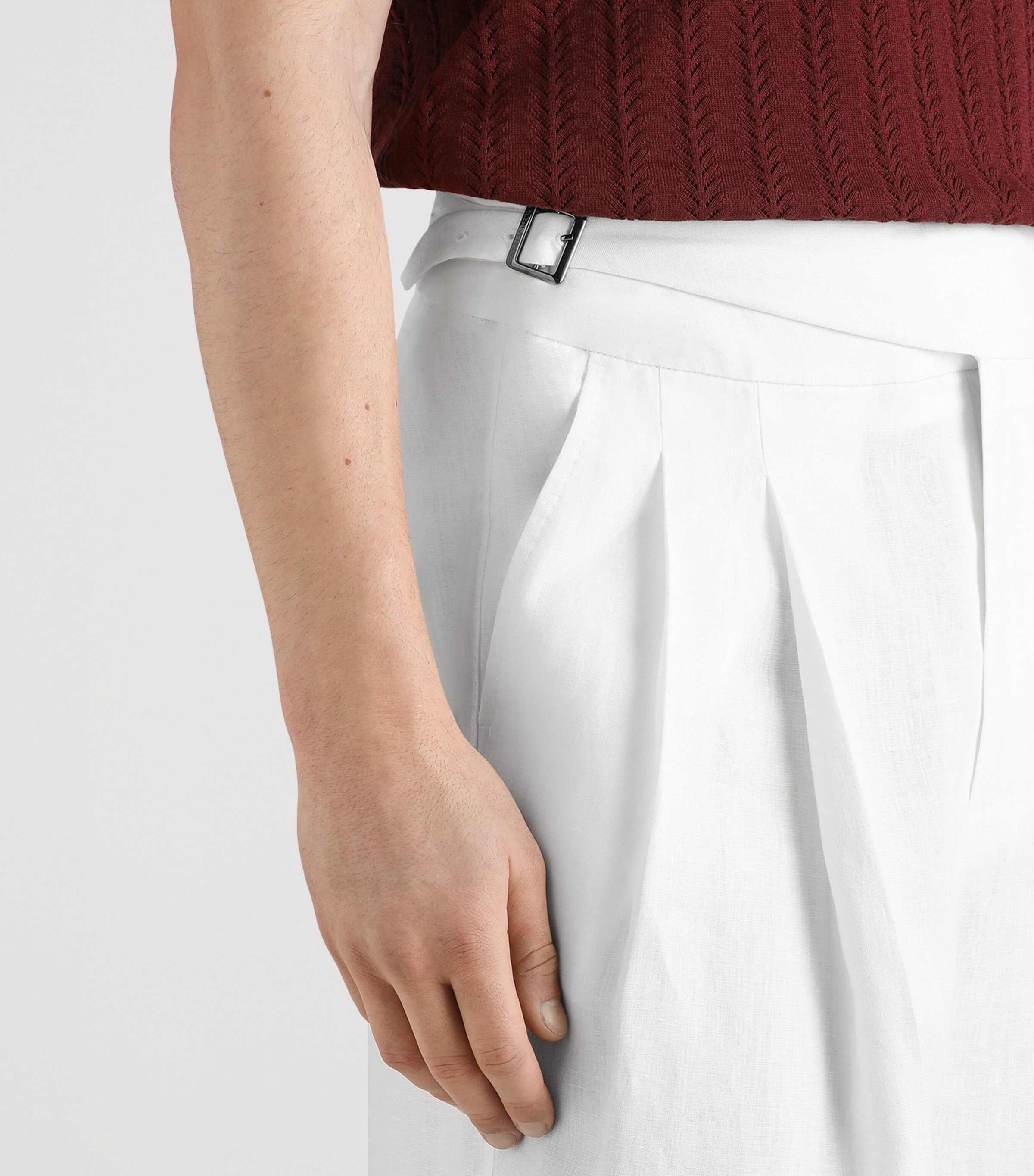 Dolce&Gabbana Mens Linen-Silk Wide-Leg Trousers Optical White Image 4